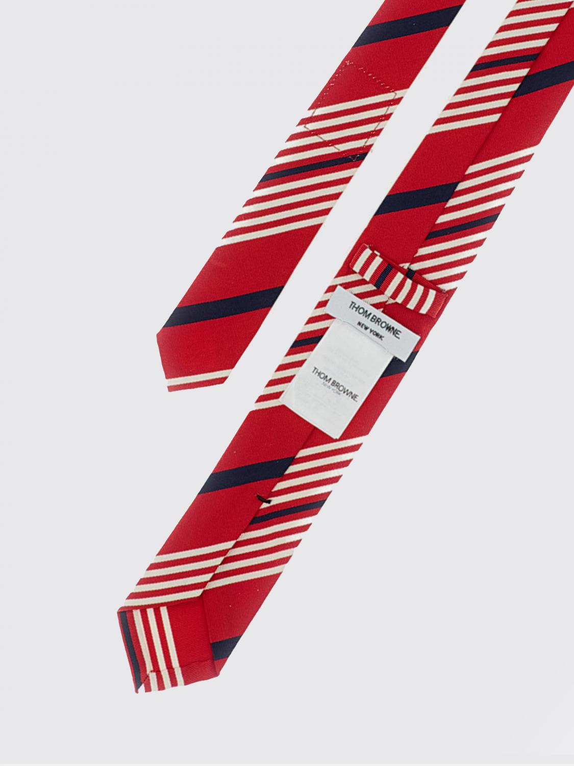 THOM BROWNE CRAVATTA: Cravatta Thom Browne in seta e cotone a righe, Rosso - Img 2