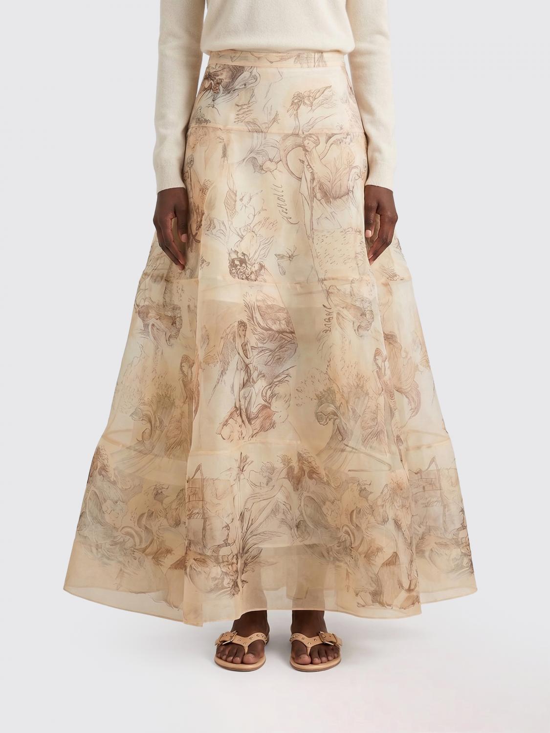 ZIMMERMANN GONNA: Gonna Zimmermann in seta con stampa , Oceano - Img 1