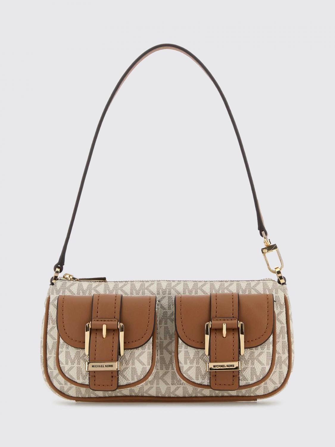 MICHAEL KORS BORSA MINI: Pochette Zoe piccola con logo Michael Kors, Crema - Img 1
