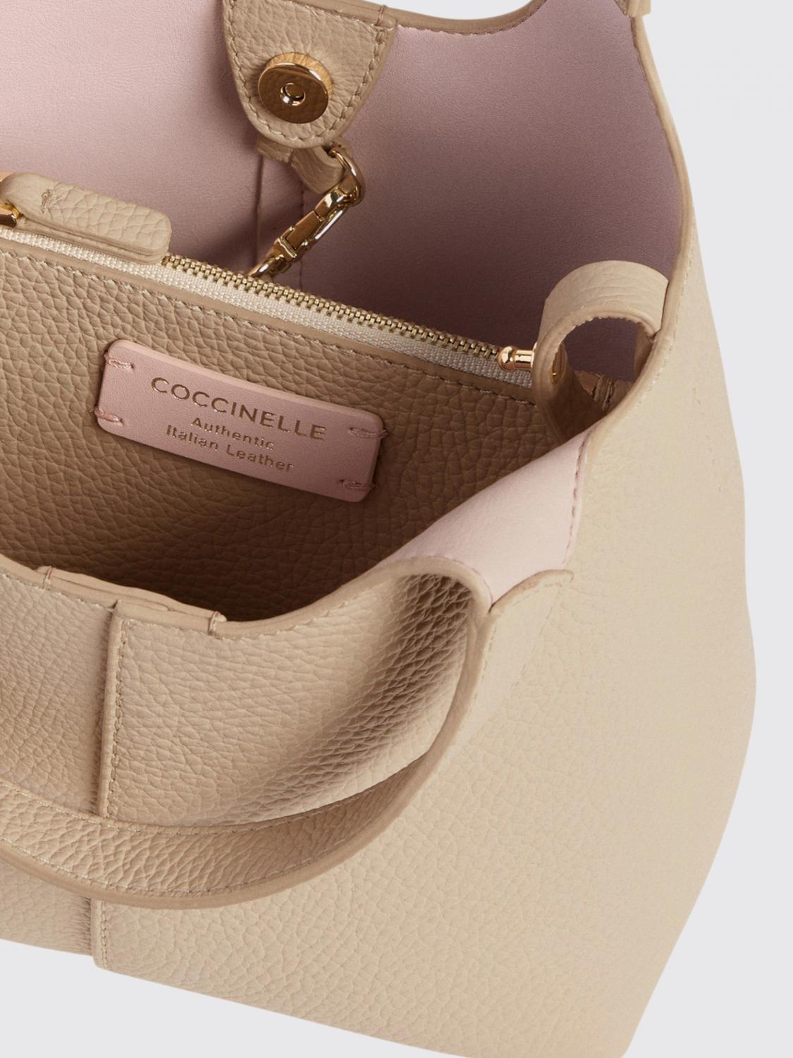 COCCINELLE BORSA MINI: Borsa C-Easy Coccinelle in pelle martellata , Beige - Img 3