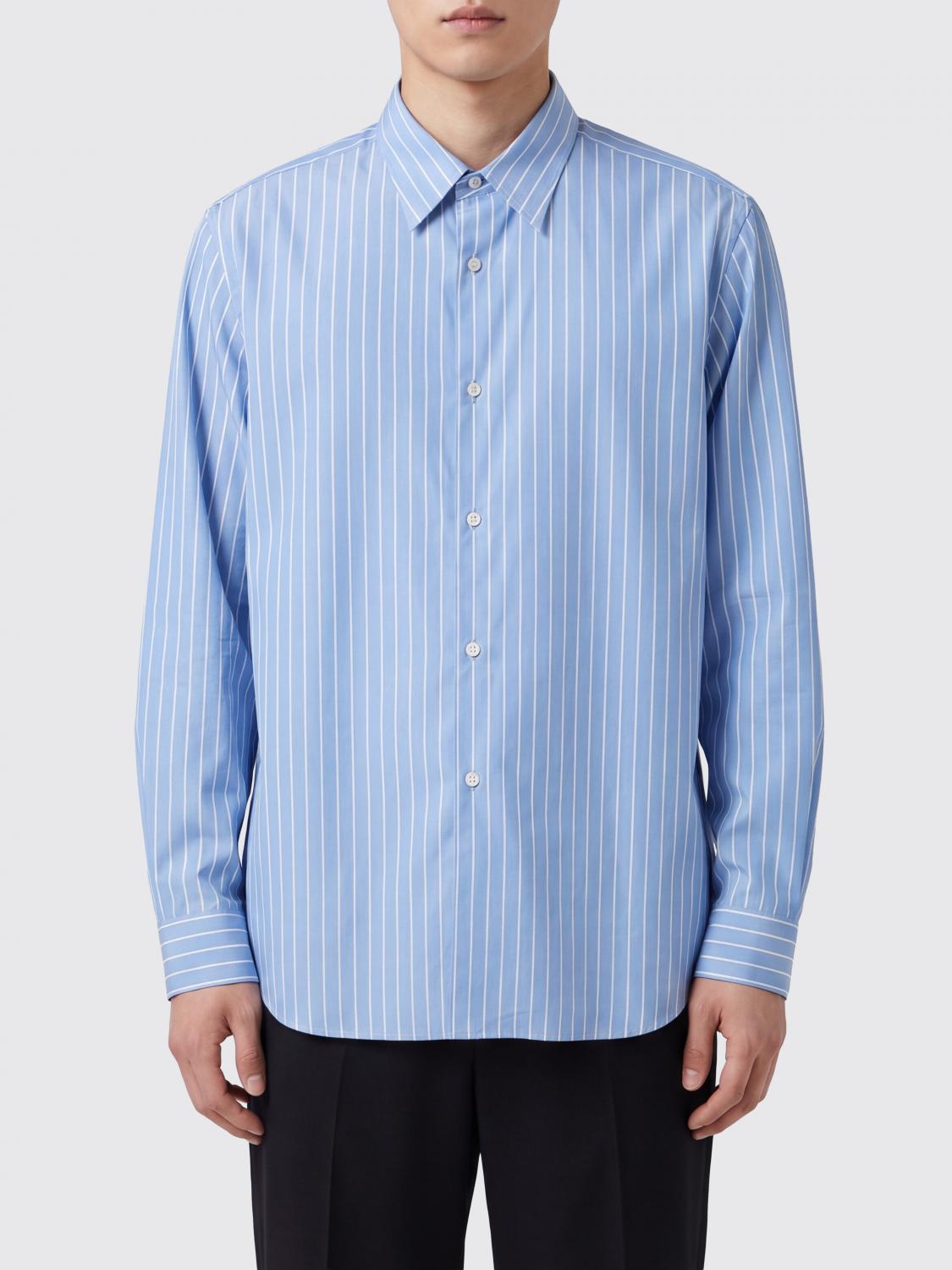 AURALEE CAMICIA: Camicia casual Auralee in cotone e seta a righe , Azzurro - Img 1