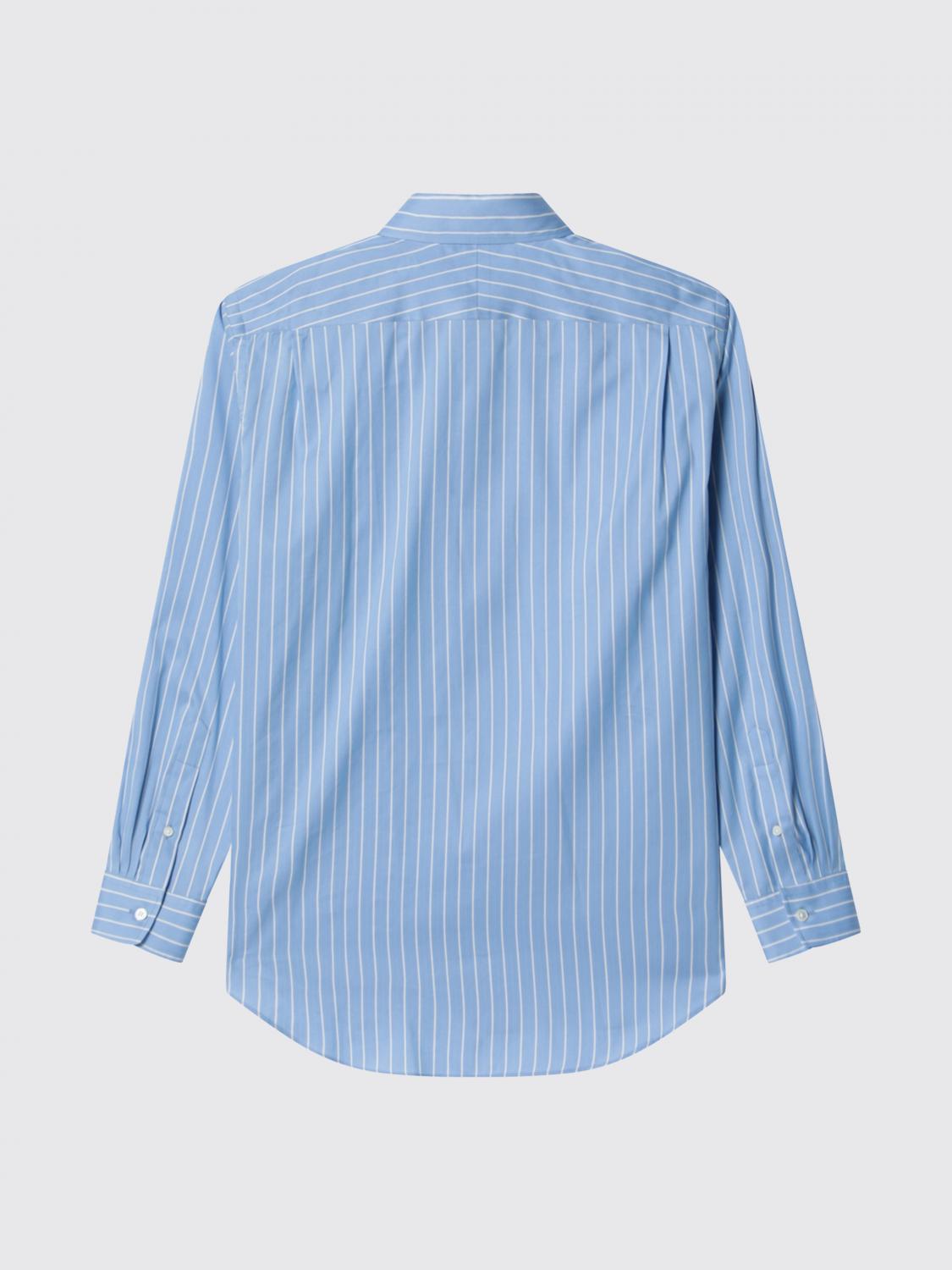 AURALEE CAMICIA: Camicia casual Auralee in cotone e seta a righe , Azzurro - Img 3