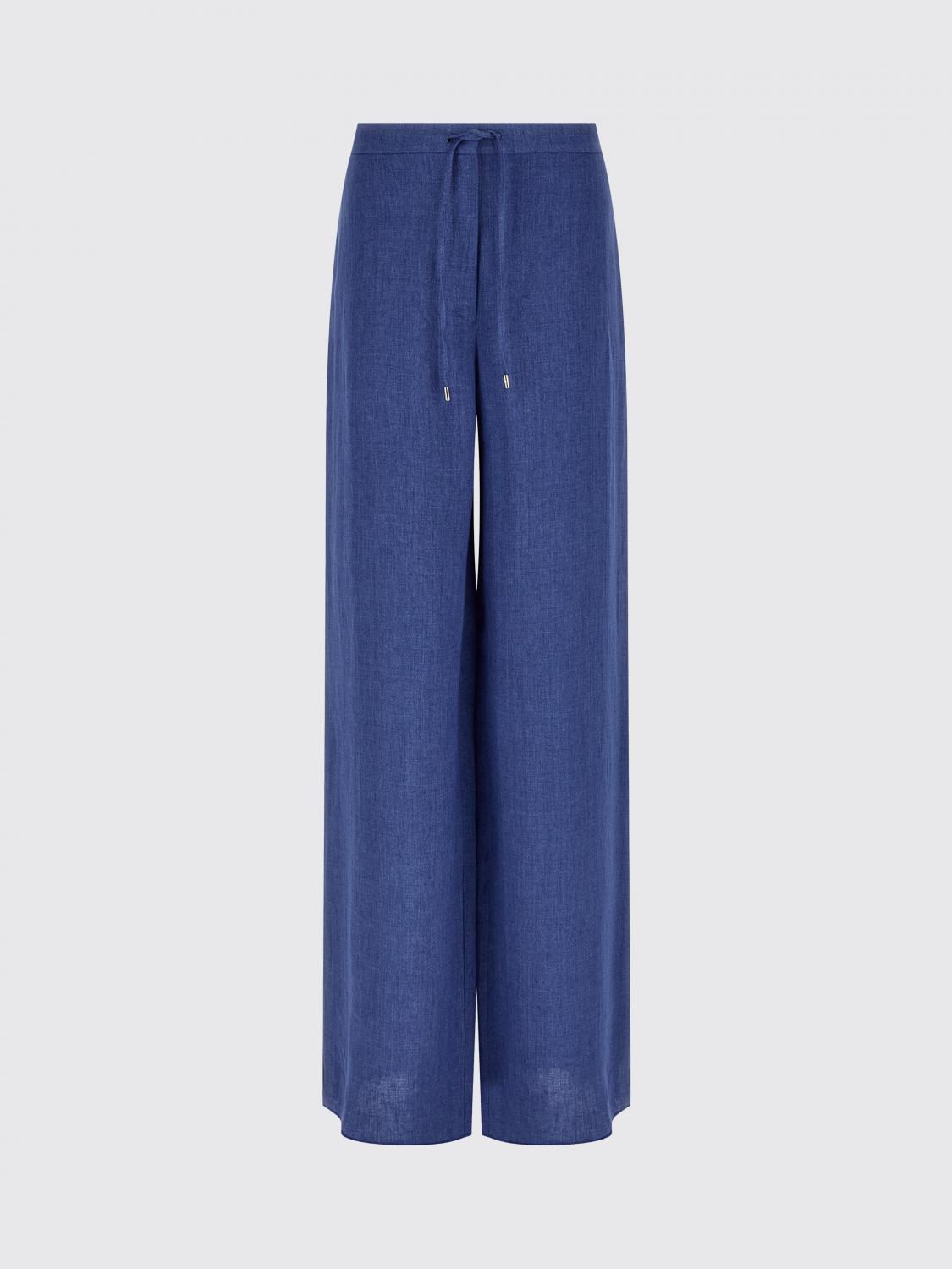 MAX MARA STUDIO PANTALONES: Pantalones palazzo Max Mara Studio de lino, Azul Oscuro - Img 1