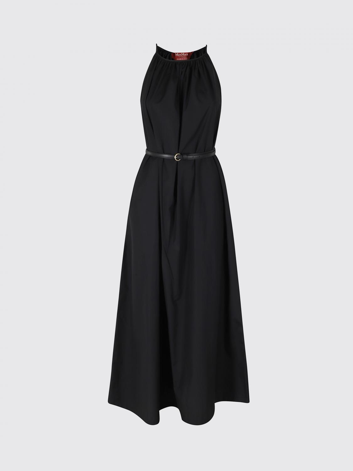 MAX MARA STUDIO ABITO: Abito Max Mara Studio in cotone con cinta in vita, Nero - Img 1