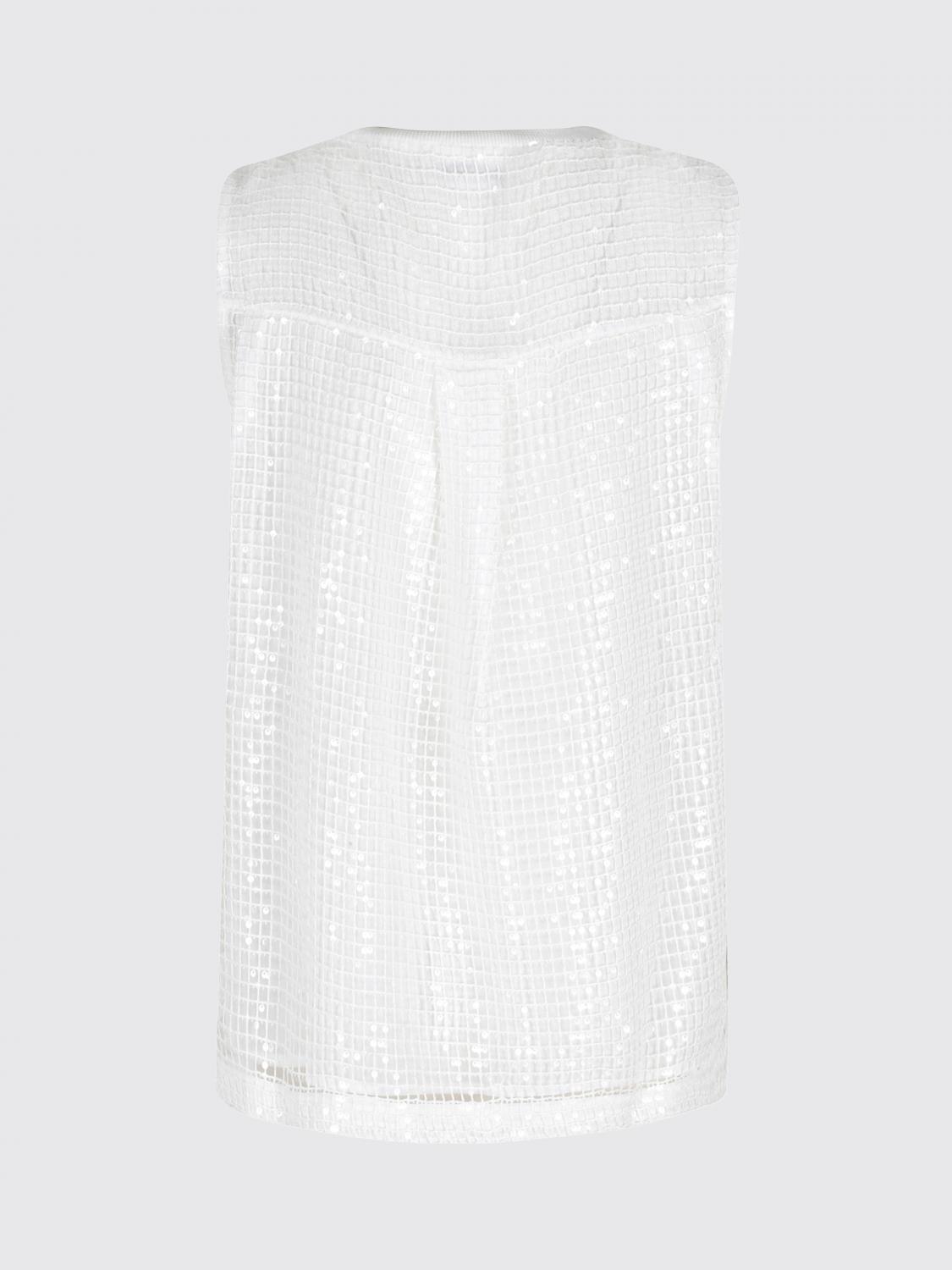 MEIMEIJ TOP: Top sin mangas de algodón con lentejuelas Meimeij, Blanco - Img 3