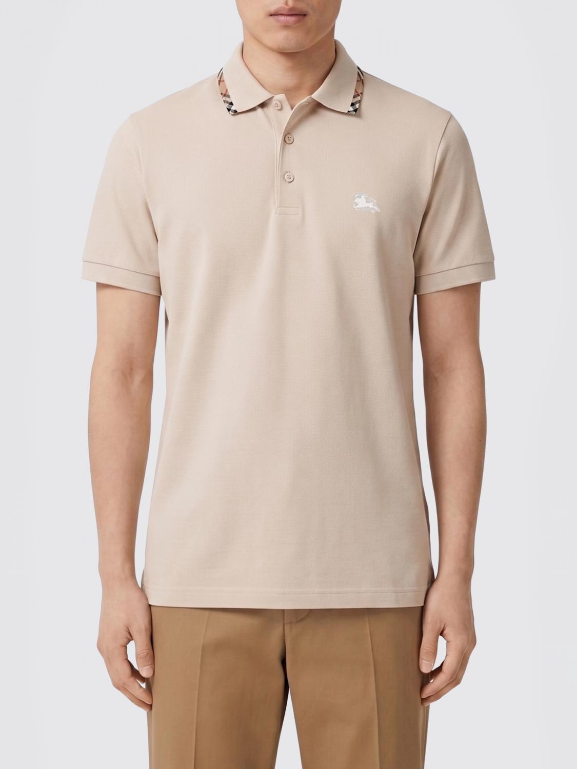 BURBERRY POLO: Polo Burberry de algodón con logo EKD, Beige - Img 1