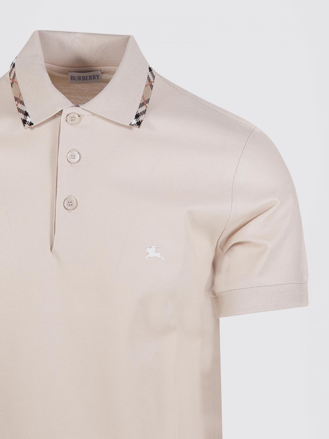 BURBERRY POLO: Polo Burberry de algodón con logo EKD, Beige - Img 5