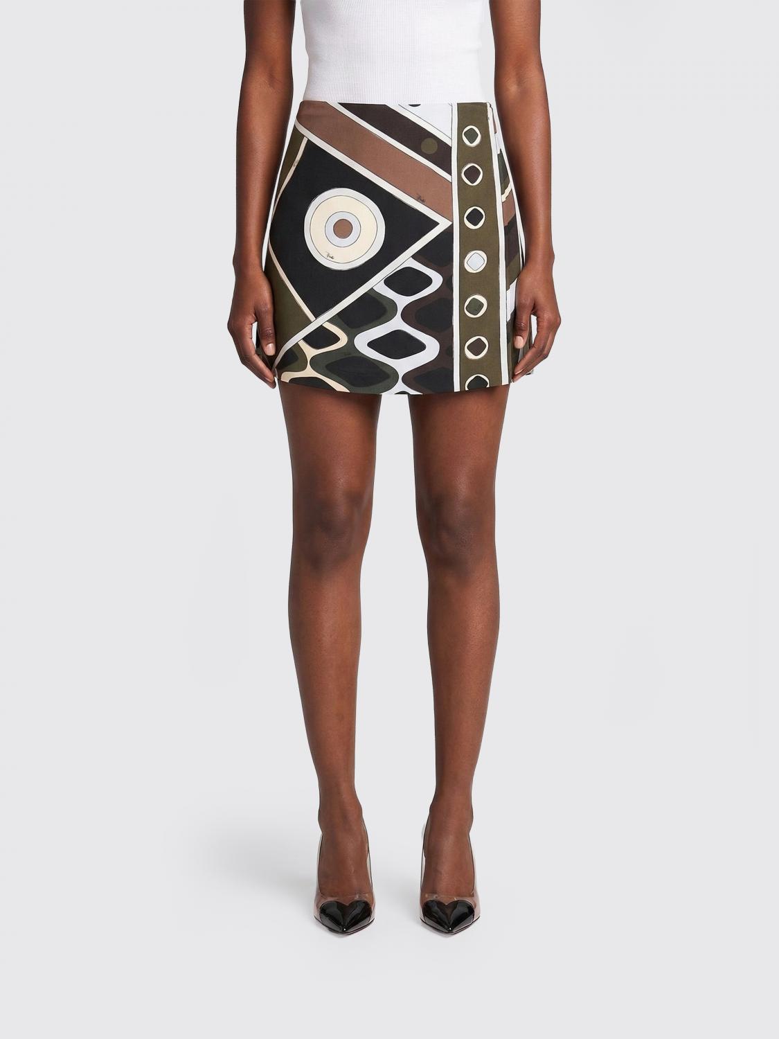 PUCCI GONNA: Gonna mini in lana stampata Pucci, Verde - Img 1