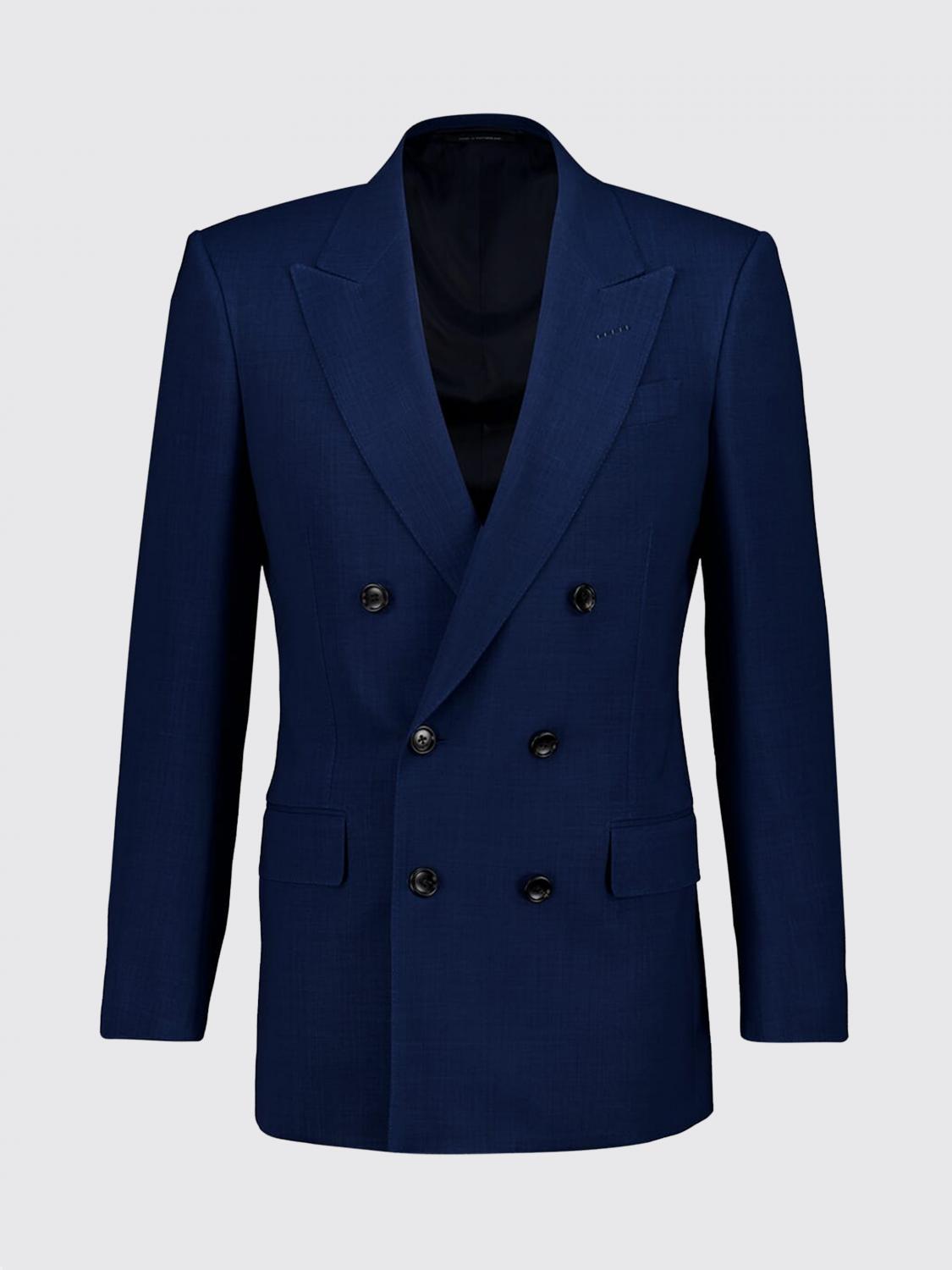 TOM FORD JACKET: Wool Double Breasted Blazer Tom Ford, Blue - Img 2