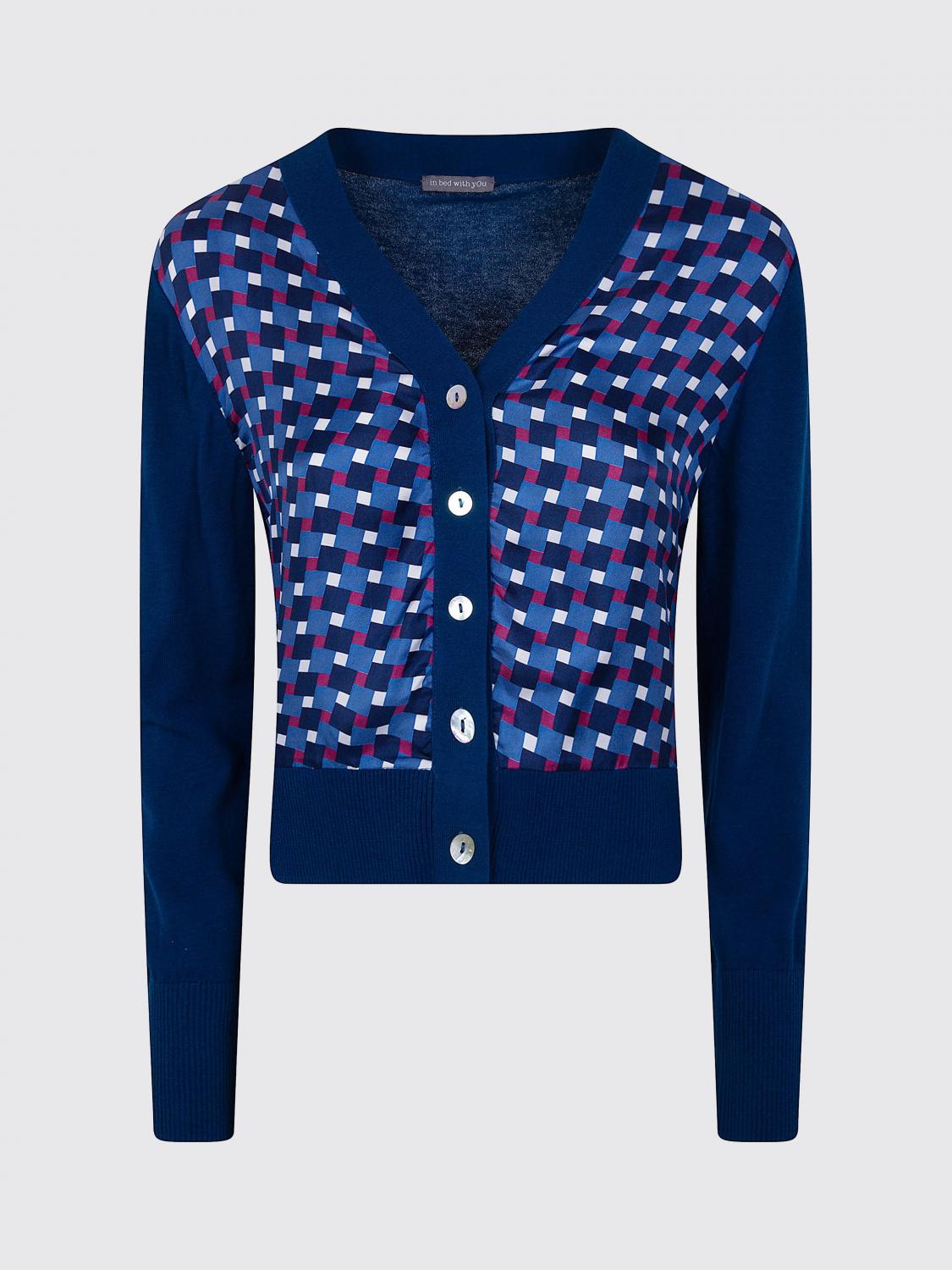 IN BED WITH YOU MAGLIA: Cardigan in misto cotone In Bed With You, Blue - Img 2