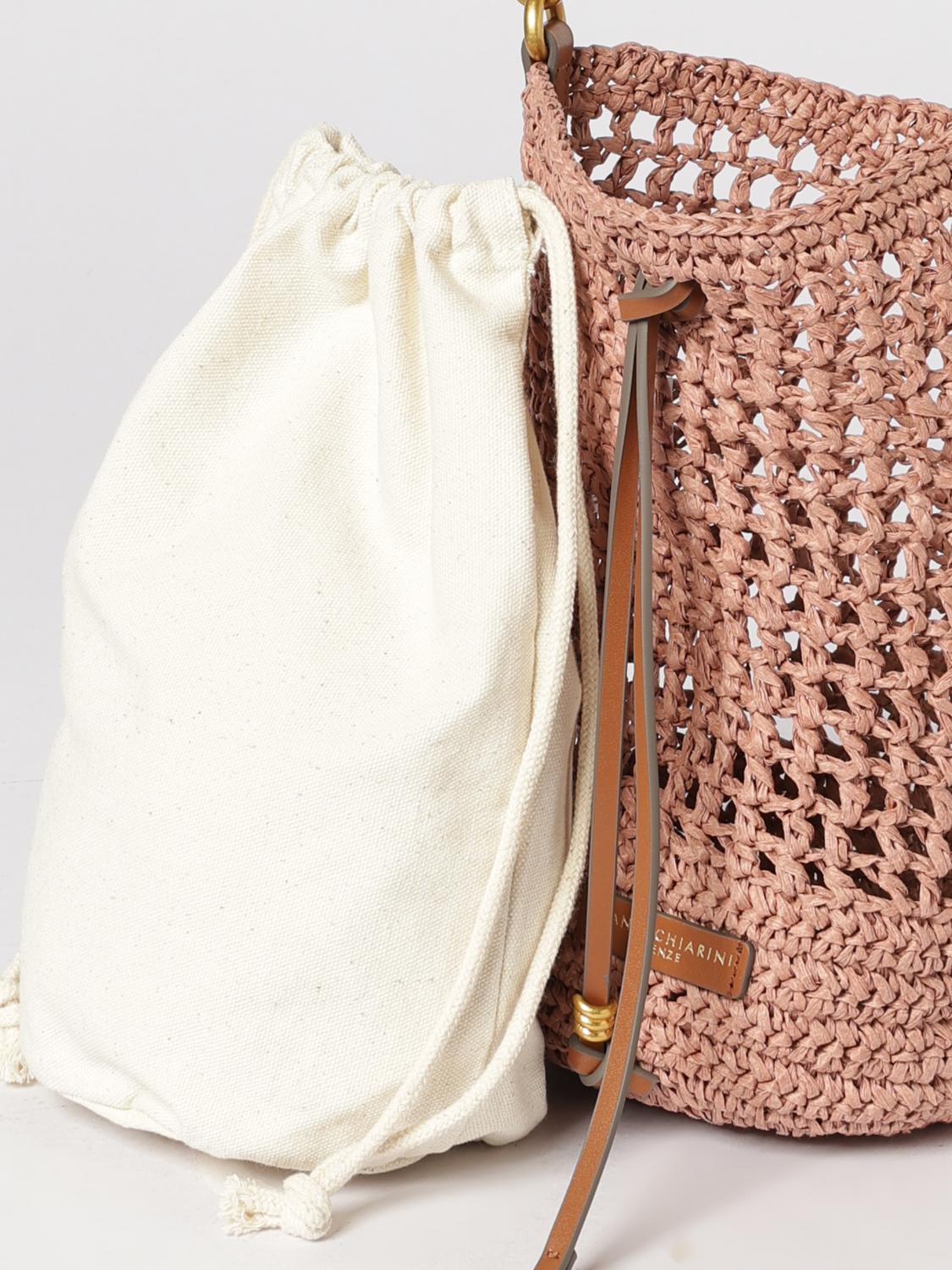 GIANNI CHIARINI BORSA A SPALLA: Borsa Nefeli Gianni Chiarini in rafia crochet , Rosa - Img 3