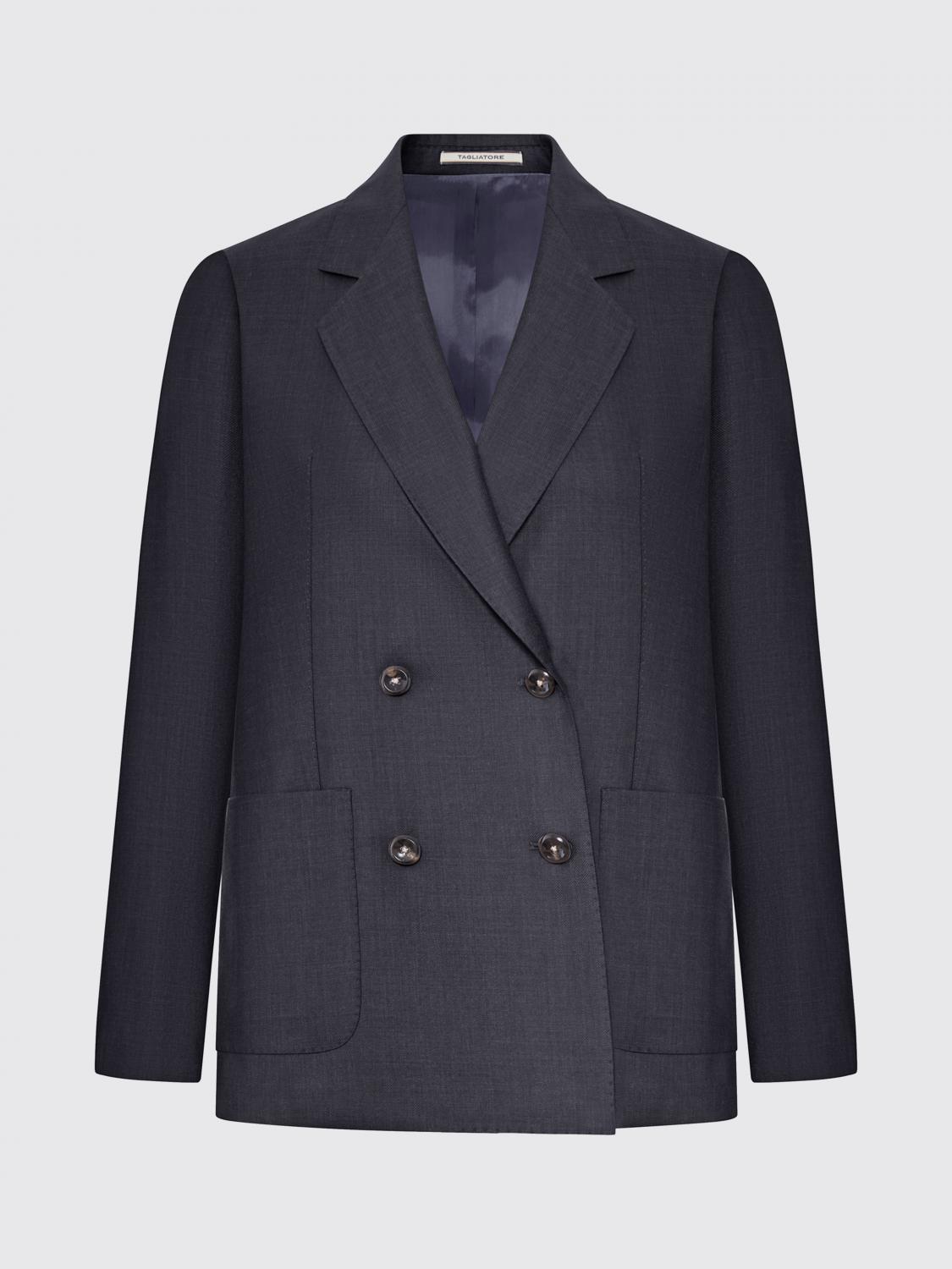 TAGLIATORE CHAQUETA: Blazer cruzado de lana, seda y lino Tagliatore, Azul Oscuro 1 - Img 2