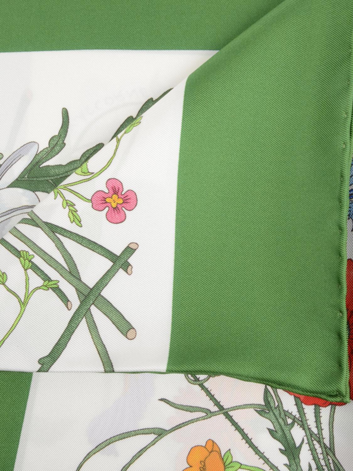 GUCCI FULAR: Pañuelo de twill de seda con estampado floral Gucci, Verde - Img 2