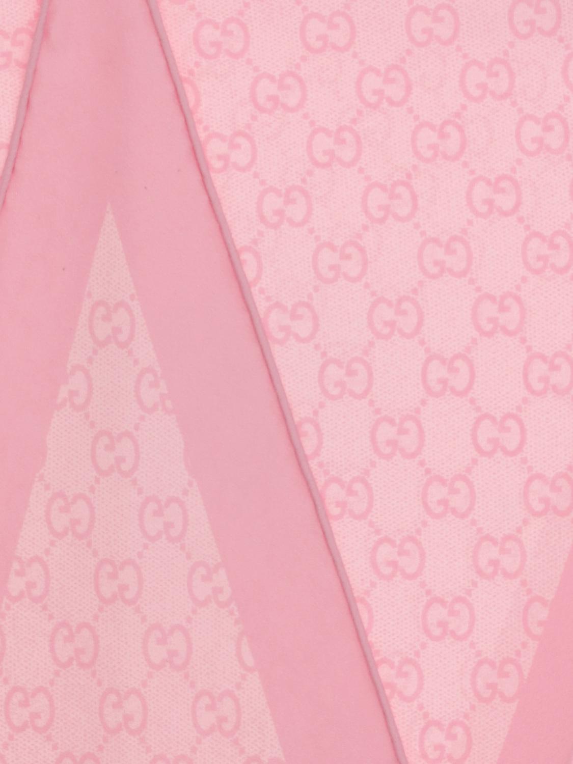 GUCCI FULAR: Pañuelo de seda con monograma GG estampado Gucci, Rosa - Img 2