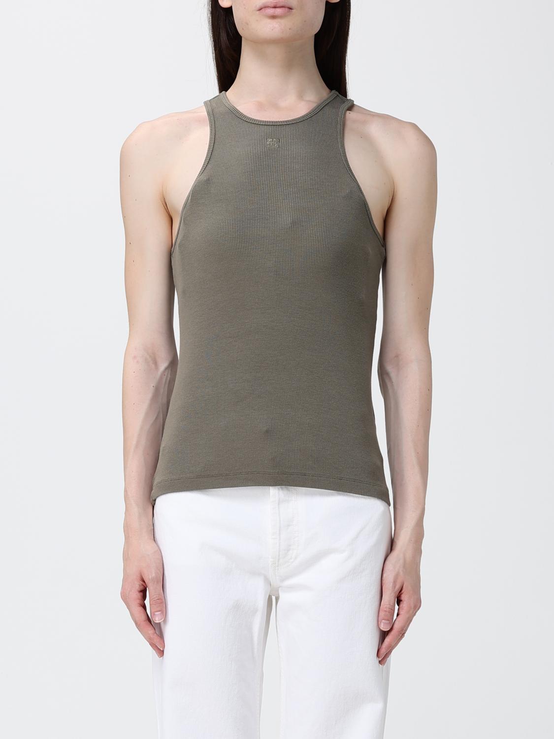 ANINE BING TOP: Top de viscosa elástica Anine Bing, Verde - Img 1