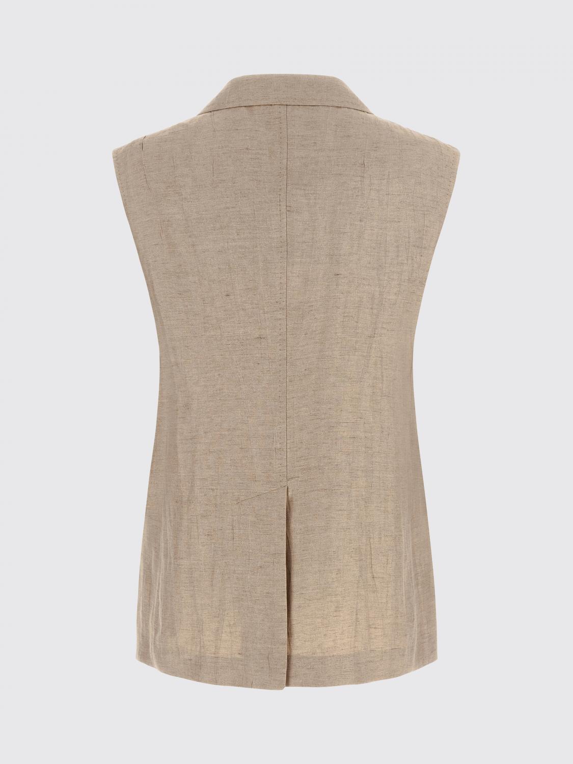 TAGLIATORE GILET: Gilet a doppiopetto in misto lino Tagliatore, Beige - Img 3