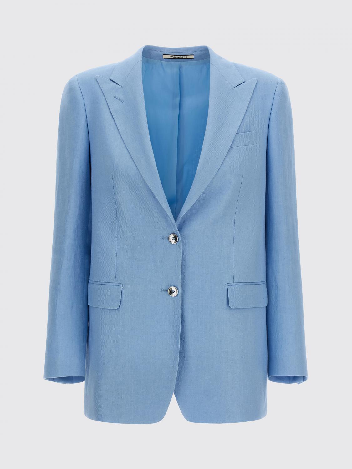 TAGLIATORE GIACCA: Blazer a monopetto di lino Tagliatore, Blue - Img 2