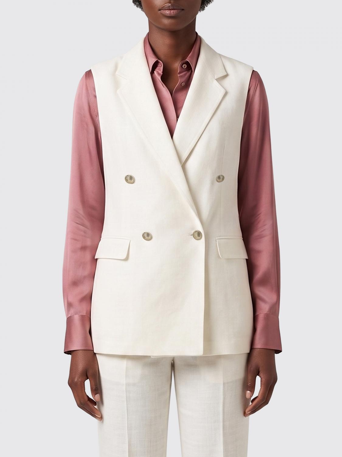 TAGLIATORE GILET: Gilet in misto viscosa a doppiopetto Tagliatore, Bianco - Img 1