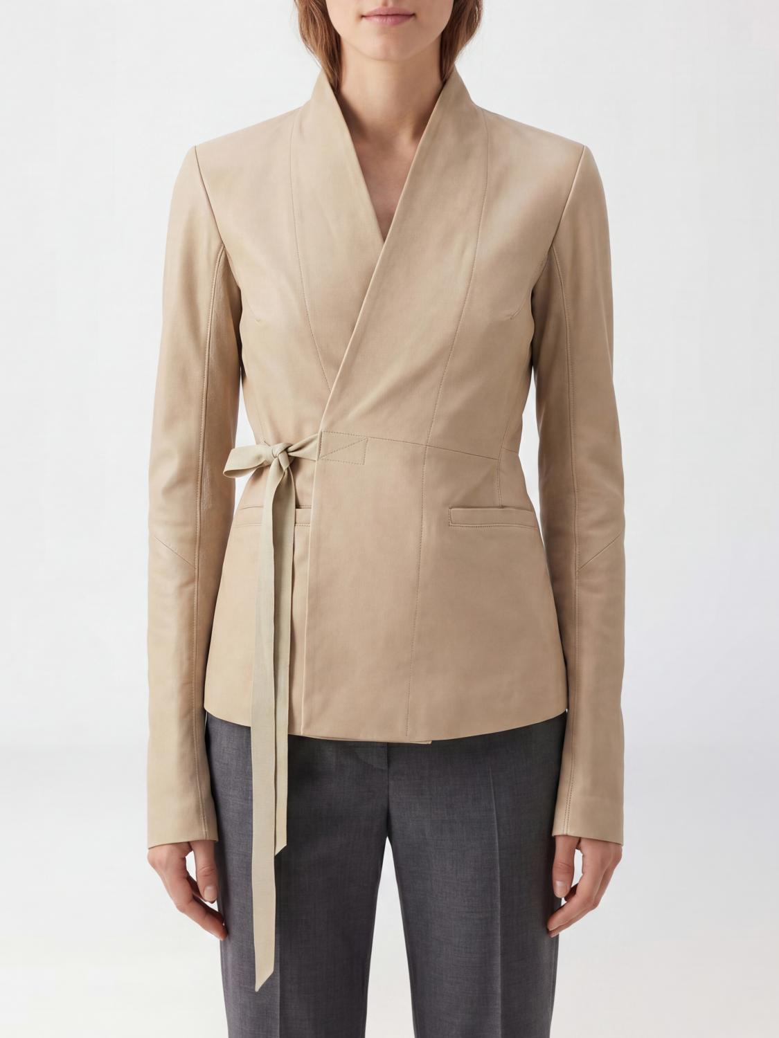 RICK OWENS GIACCA: Blazer in pelle di agnello Rick Owens, Beige - Img 1