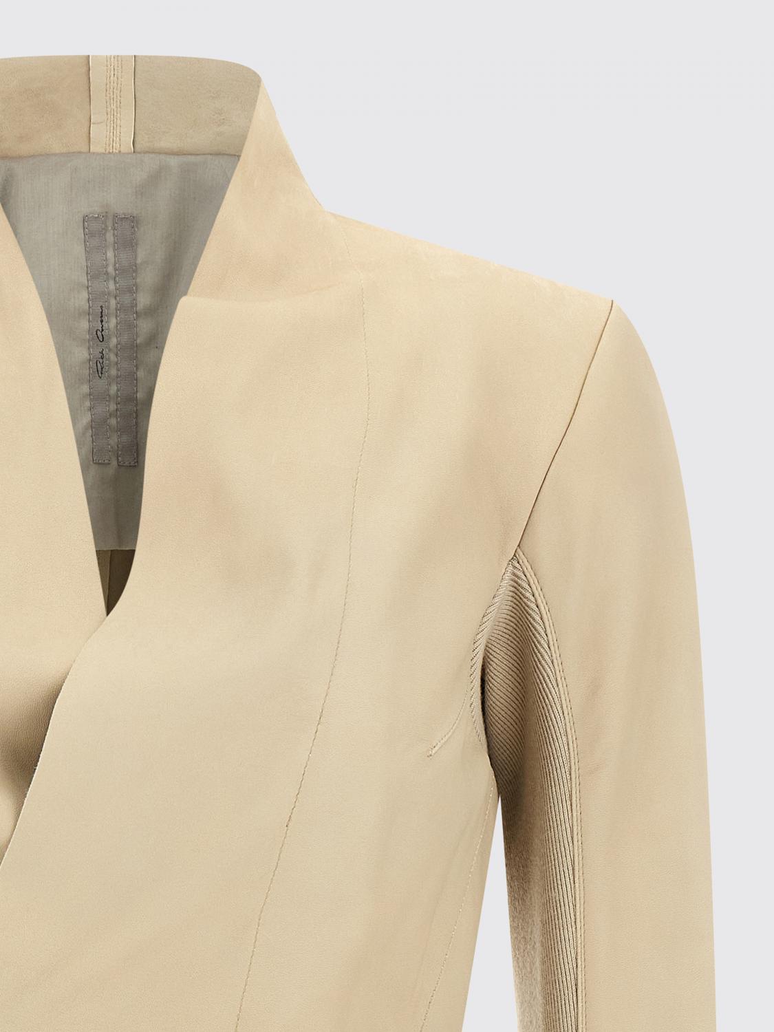 RICK OWENS GIACCA: Blazer in pelle di agnello Rick Owens, Beige - Img 4