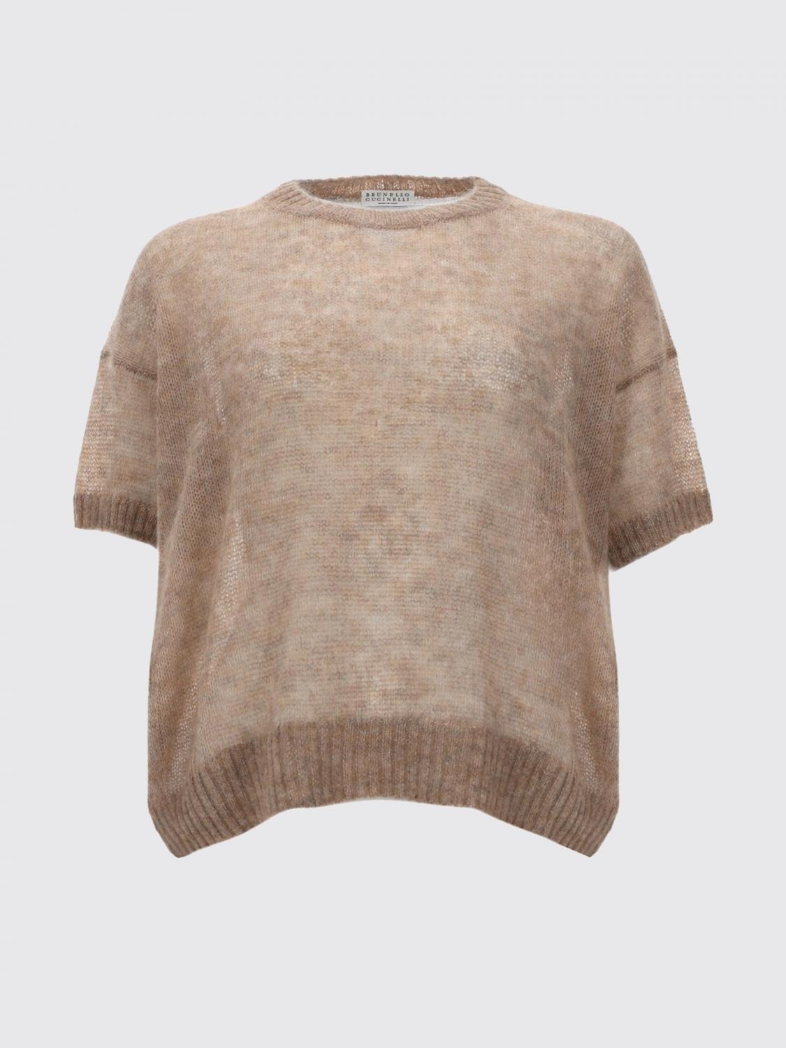 BRUNELLO CUCINELLI JERSEY: Jersey de cuello redondo de mohair Brunello Cucinelli, Beige - Img 2