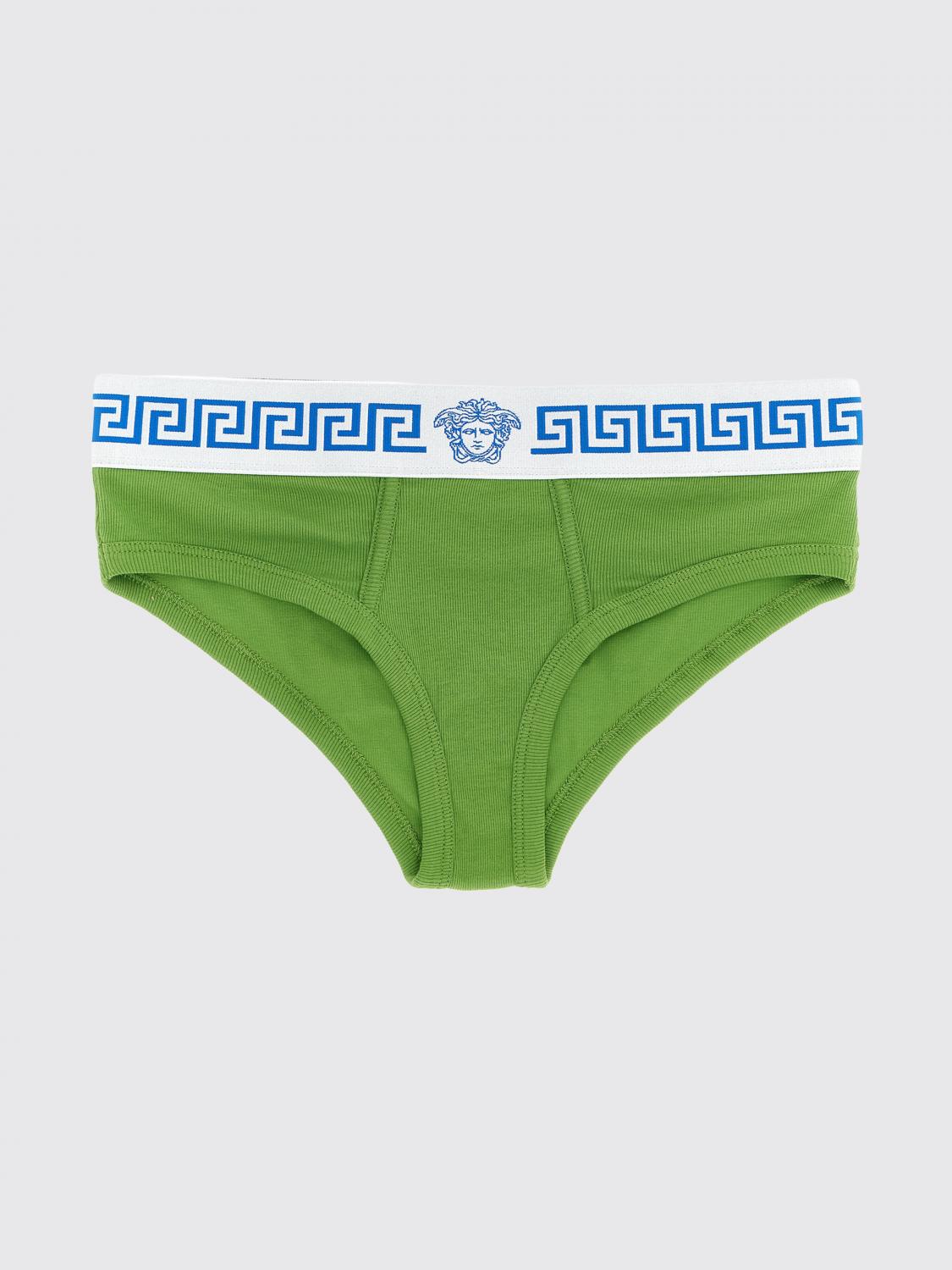 VERSACE INTIMO: Slip Medusa Versace in cotone, Verde - Img 1