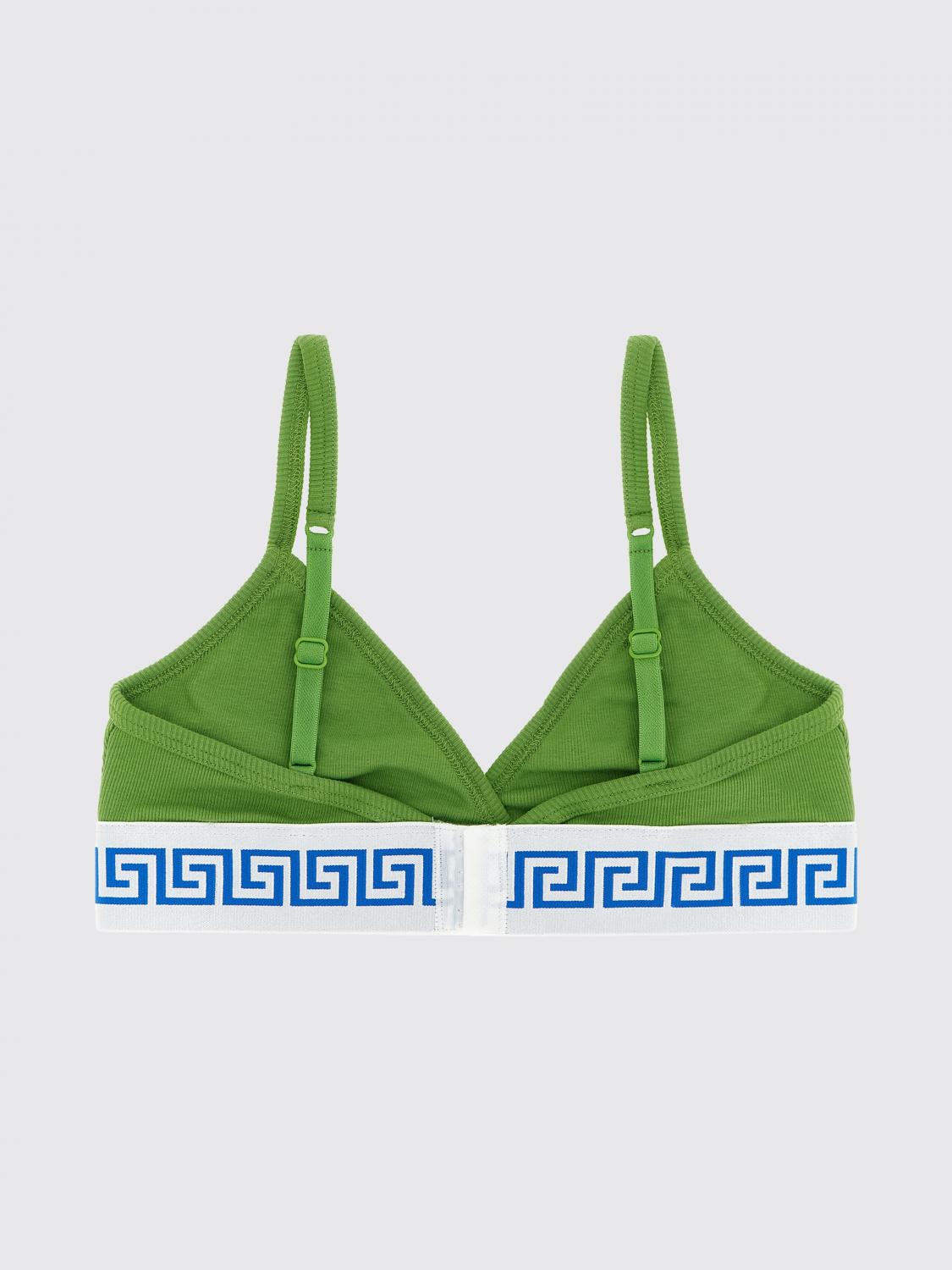VERSACE INTIMO: Reggiseno Bralette In Jersey Di Cotone a Coste Versace, Verde - Img 2