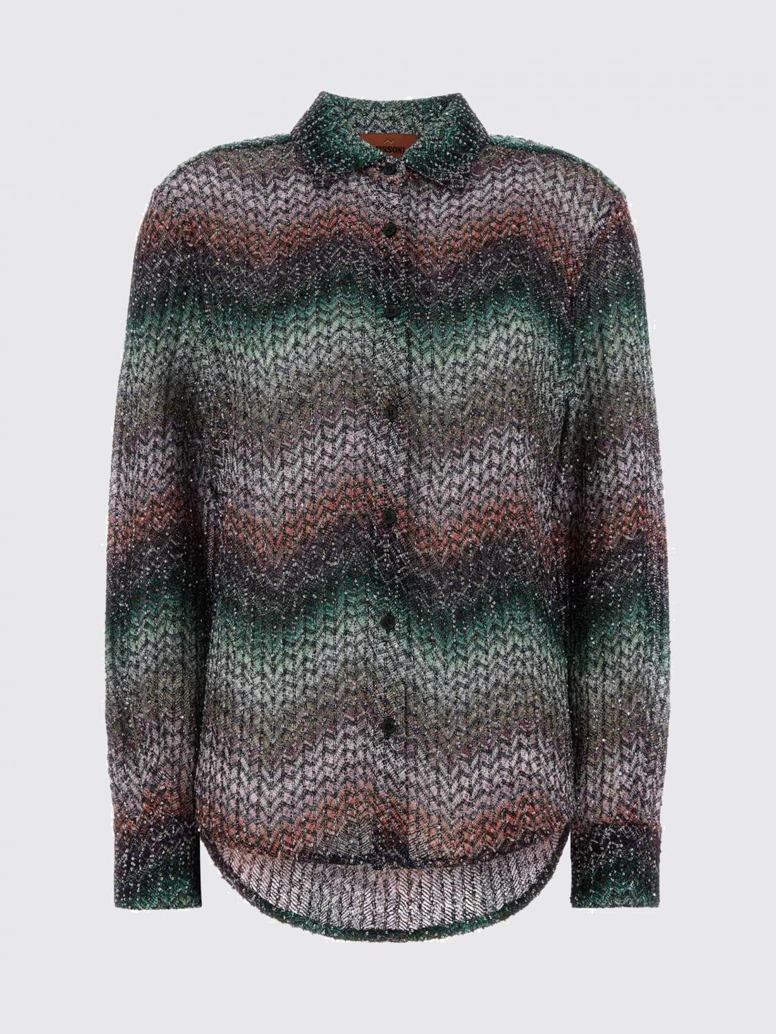 MISSONI CAMICIA: Camicia Missoni in viscosa lurex con motivo zig-zag , Verde - Img 2