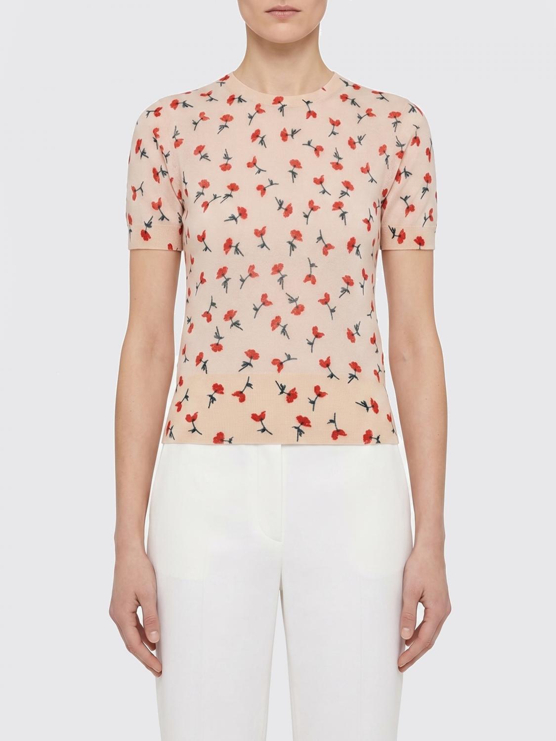 JIL SANDER T-SHIRTS: T-shirts in misto cotone floreale Jil Sander, Rosa - Img 1
