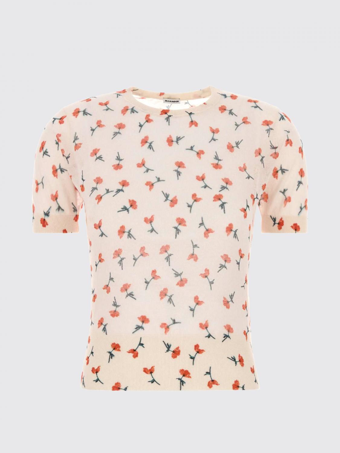 JIL SANDER T-SHIRTS: T-shirts in misto cotone floreale Jil Sander, Rosa - Img 2