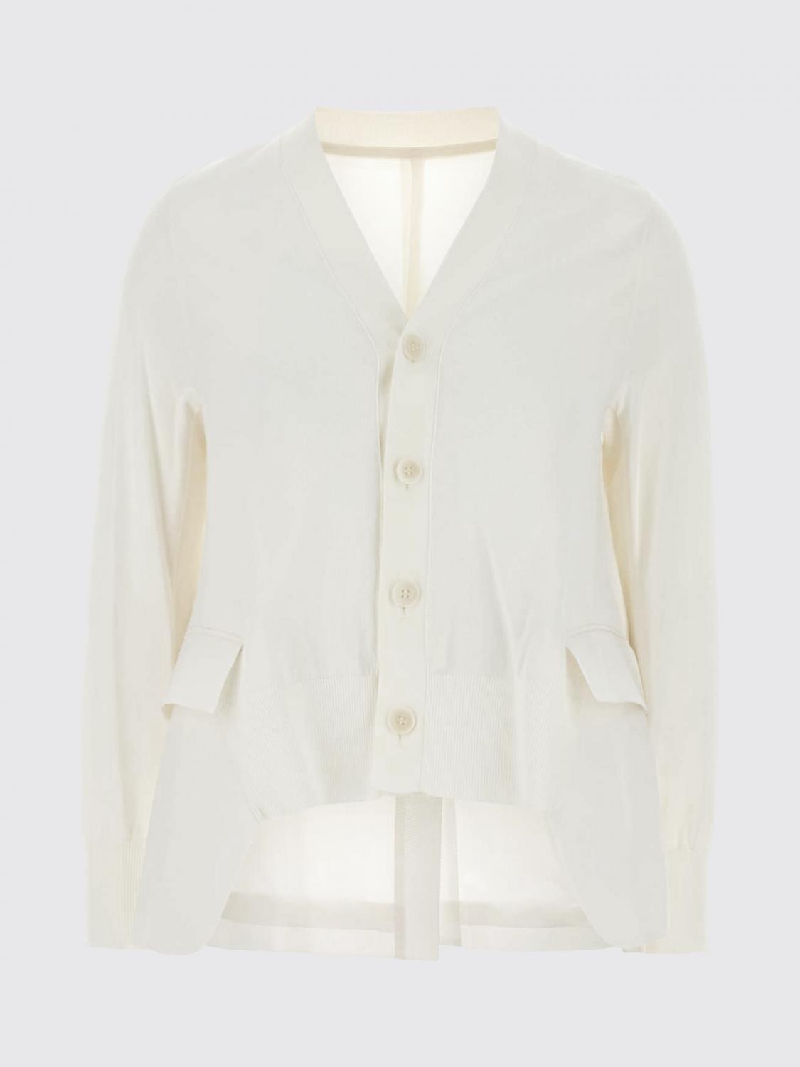 SACAI PULLOVER: Sacai Baumwoll-Cardigan, Weiß - Img 2