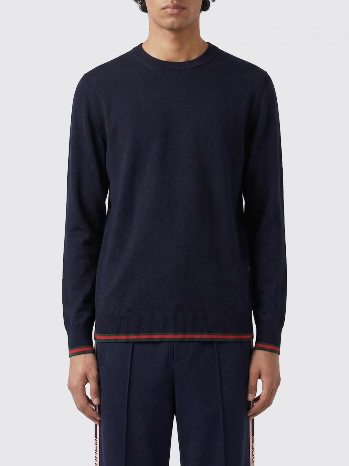 GUCCI PULL: Pull en laine Web Gucci, Bleu - Img 1