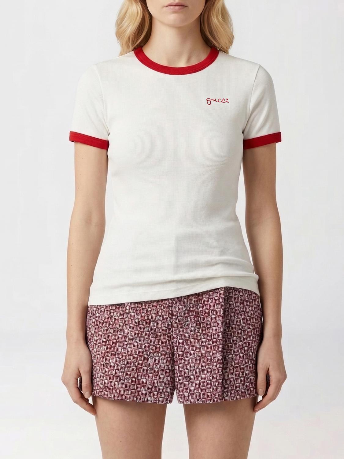 GUCCI T-SHIRTS: T-shirts in cotone con logo Gucci, Bianco - Img 1