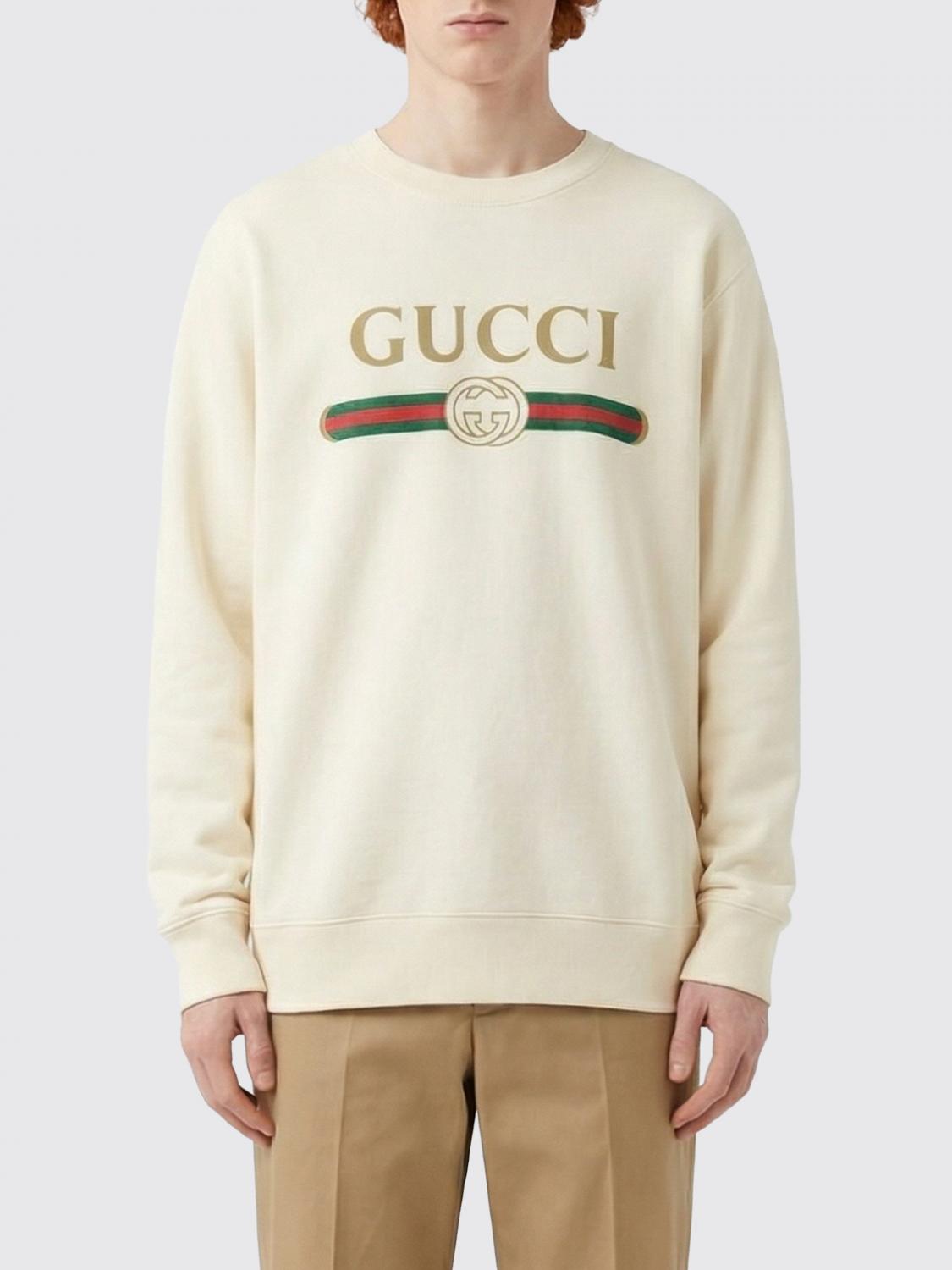 GUCCI SUDADERA: Sudadera de cuello redondo Gucci de algodón y cachemira, Blanco - Img 1