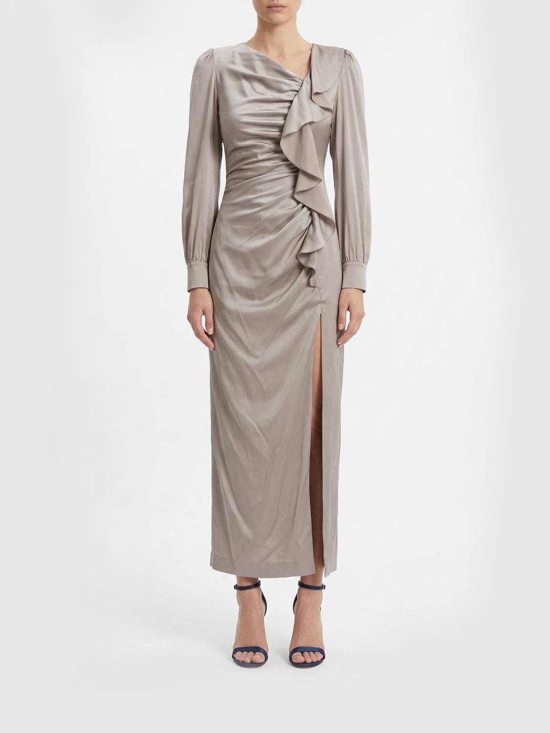ALESSANDRA RICH ABITO: Abito midi Alessandra Rich in seta drappeggiata , Grigio - Img 1