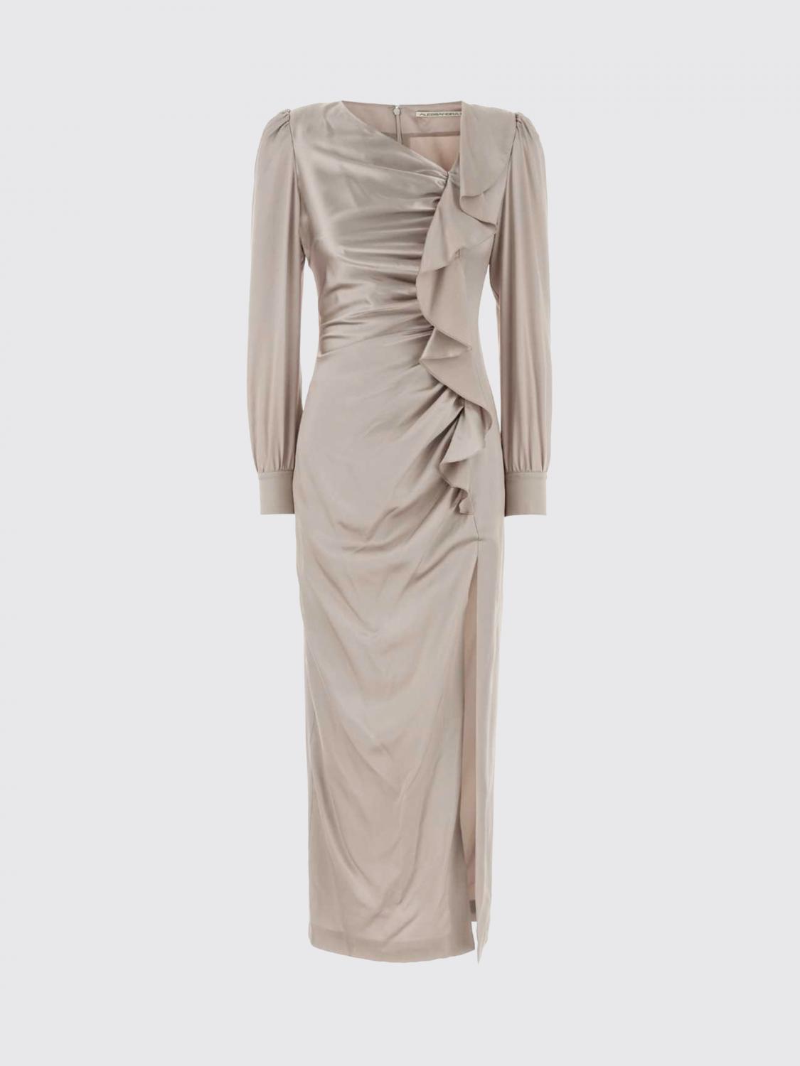 ALESSANDRA RICH ABITO: Abito midi Alessandra Rich in seta drappeggiata , Grigio - Img 2