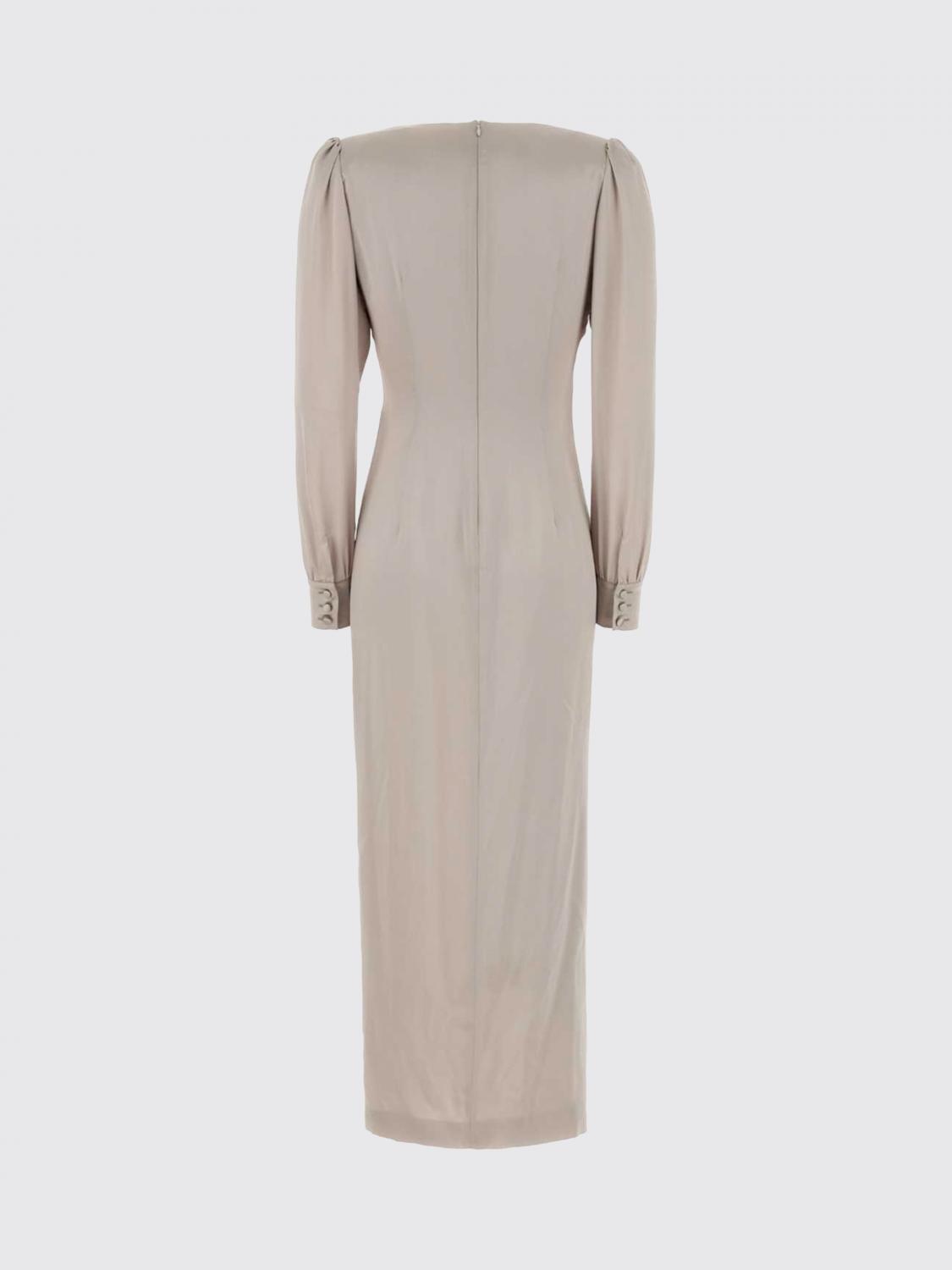 ALESSANDRA RICH ABITO: Abito midi Alessandra Rich in seta drappeggiata , Grigio - Img 3