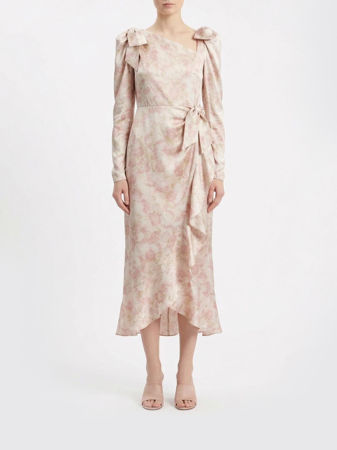 ALESSANDRA RICH ABITO: Abito midi Alessandra Rich in seta con stampa floreale , Rosa - Img 1