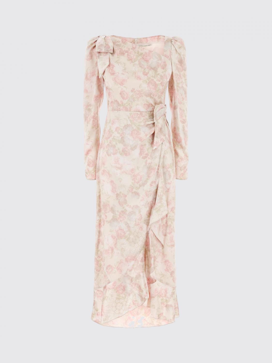 ALESSANDRA RICH ABITO: Abito midi Alessandra Rich in seta con stampa floreale , Rosa - Img 2