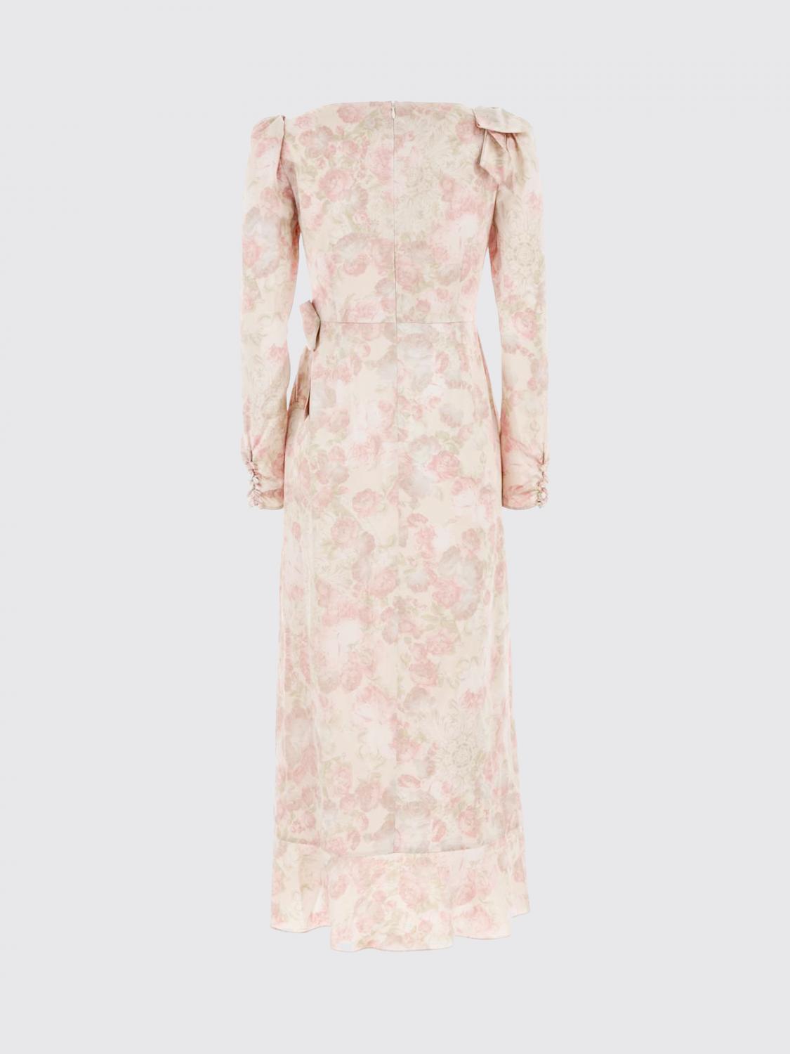 ALESSANDRA RICH ABITO: Abito midi Alessandra Rich in seta con stampa floreale , Rosa - Img 3