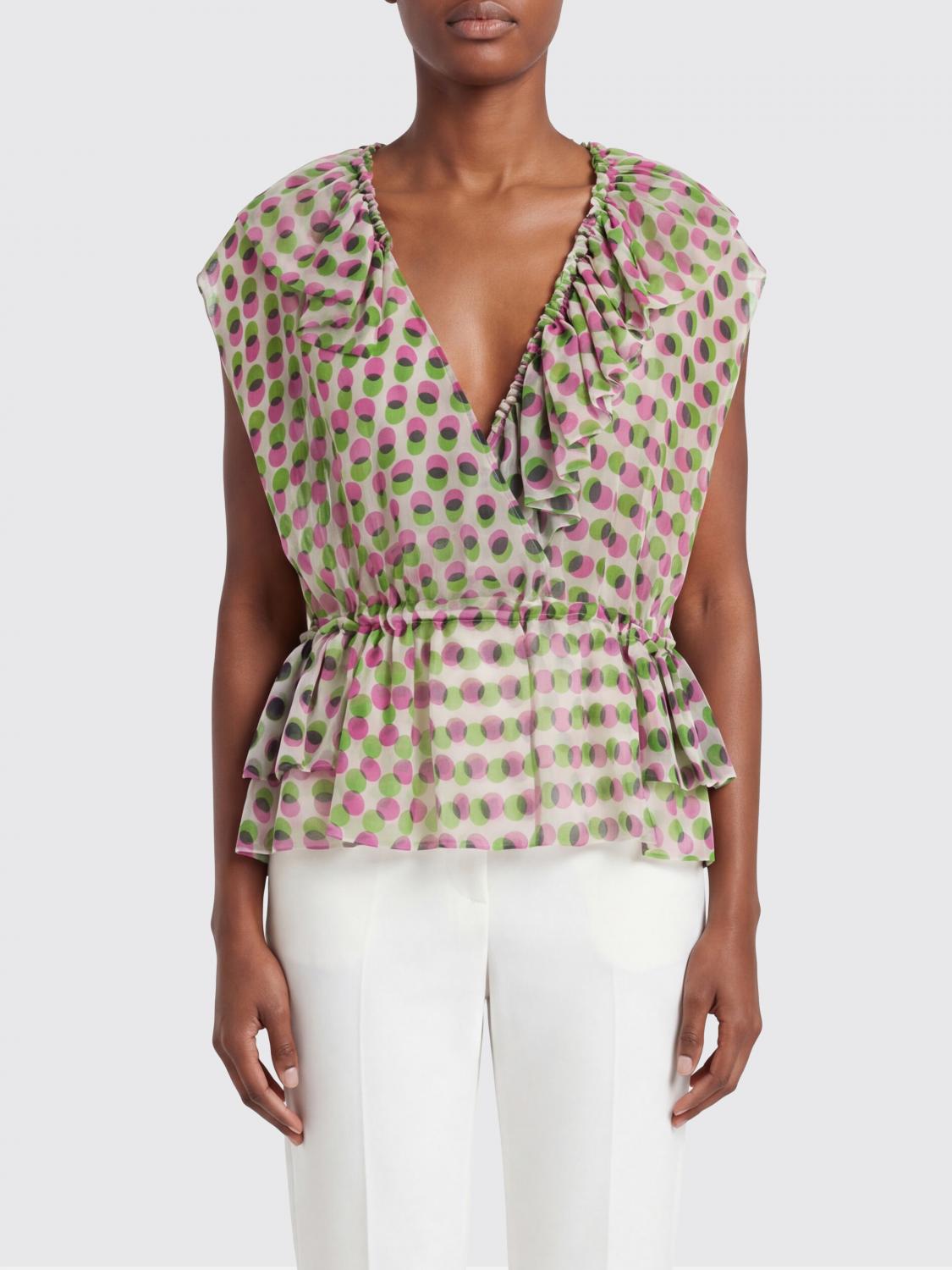 DRIES VAN NOTEN TOP: Blusa di seta a pois Dries Van Noten, Ecru - Img 1