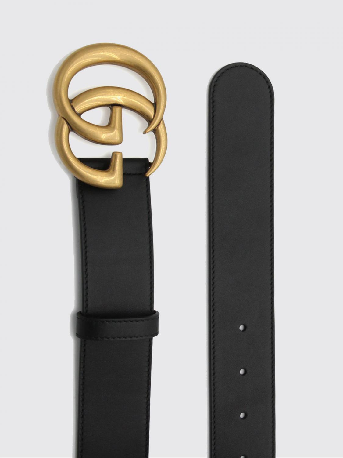 GUCCI CINTURA: Cintura GG Marmont Gucci in pelle , Nero - Img 2