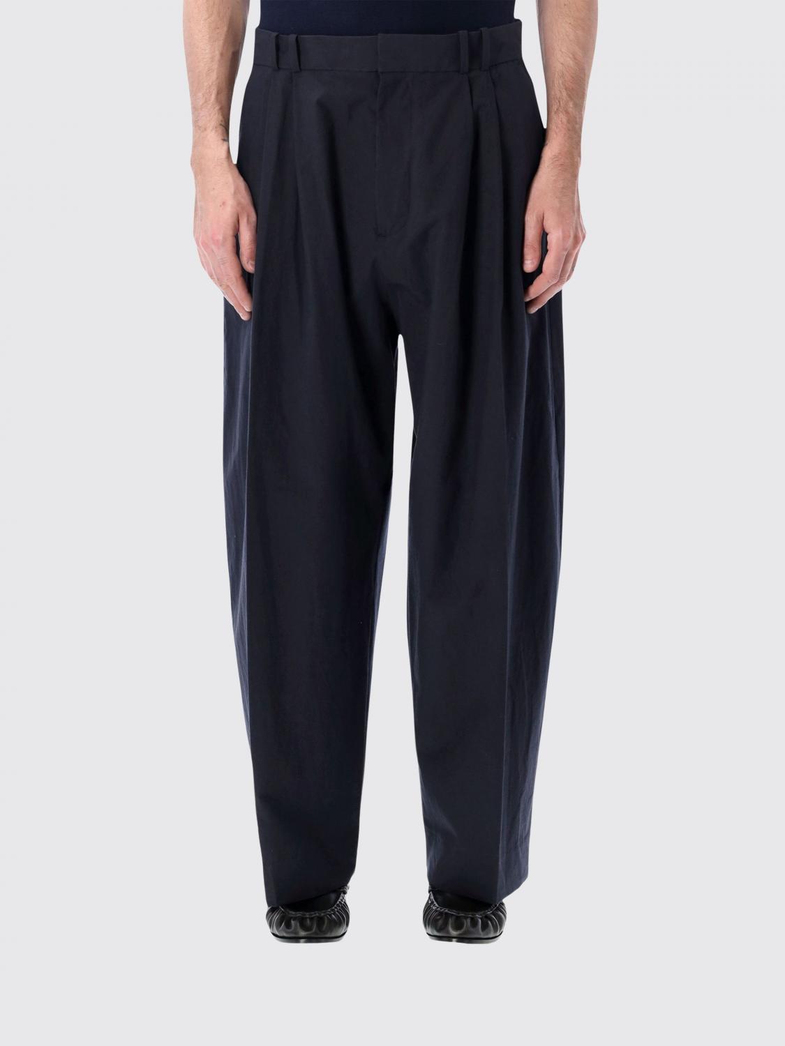 STUDIO NICHOLSON PANTS: Studio Nicholson Viscose and Linen Blend Wide Leg Trousers, Blue - Img 1