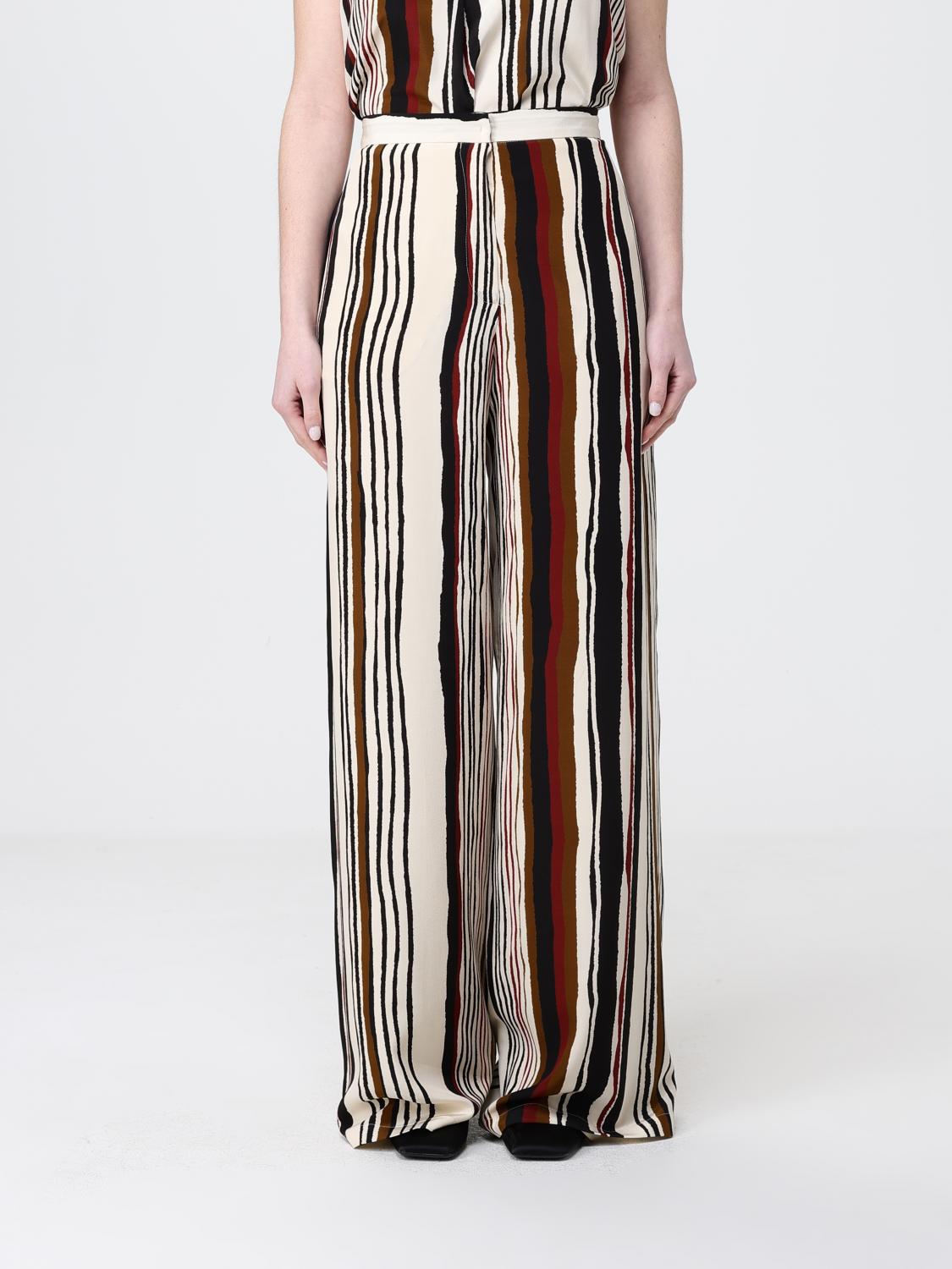 MAX MARA STUDIO PANTS: Pagano Max Mara Studio Striped Silk Palazzo Trousers, Brick Red - Img 1