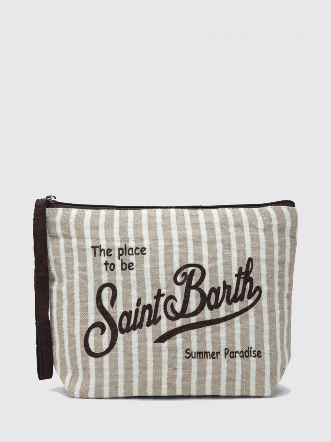 MC2 SAINT BARTH BORSA MINI: Pochette Aline MC2 Saint Barth in lino a righe , Bianco 2 - Img 1