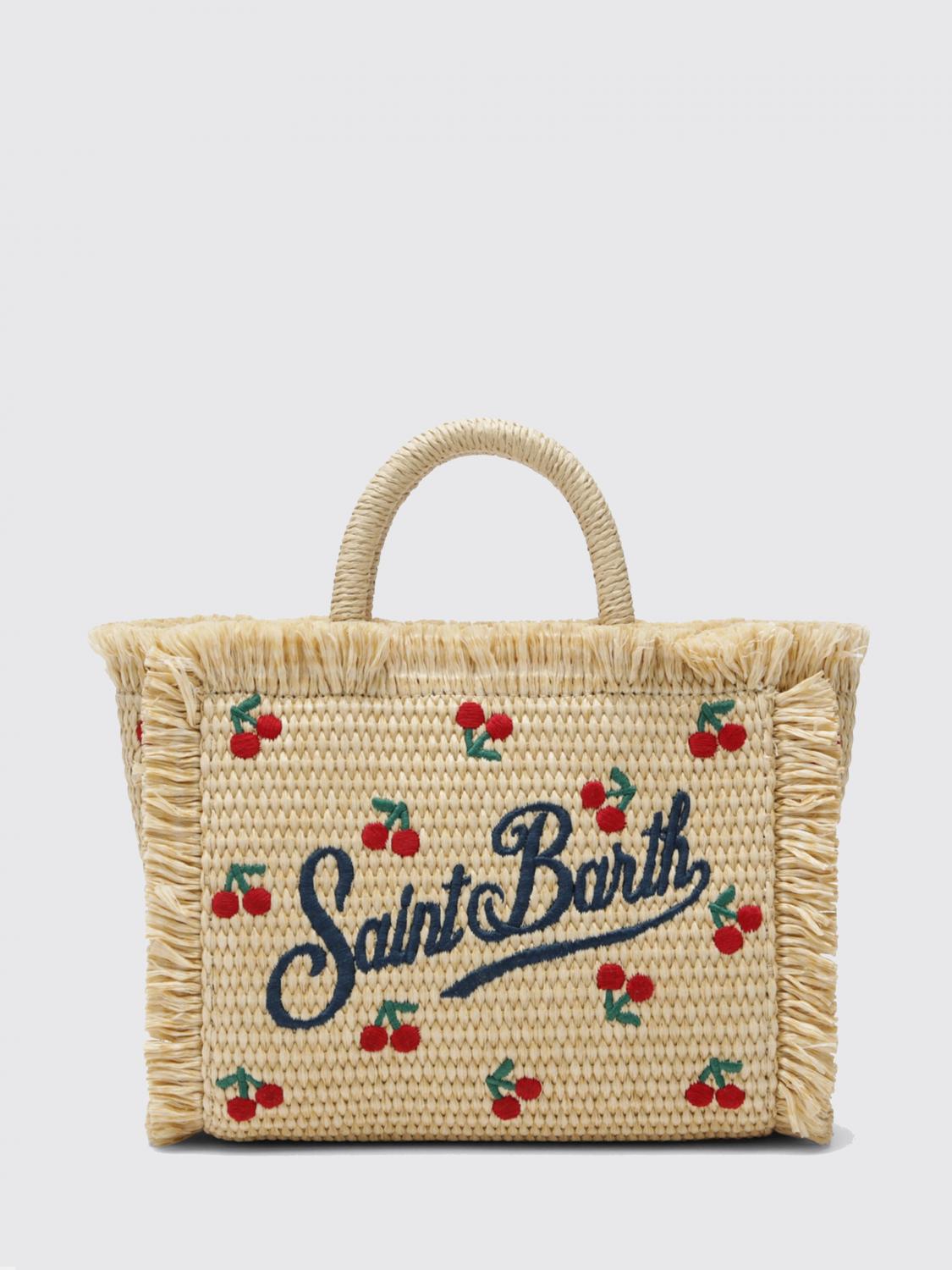 MC2 SAINT BARTH BORSA MINI: Borsa Vanity MC2 Saint Barth in rafia con motivo animalier jacquard , Rosso - Img 1