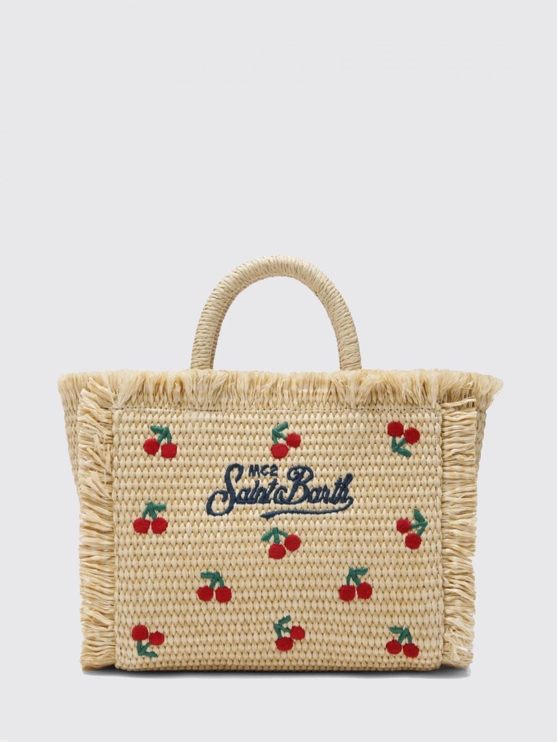 MC2 SAINT BARTH BORSA MINI: Borsa Vanity MC2 Saint Barth in rafia con motivo animalier jacquard , Rosso - Img 2