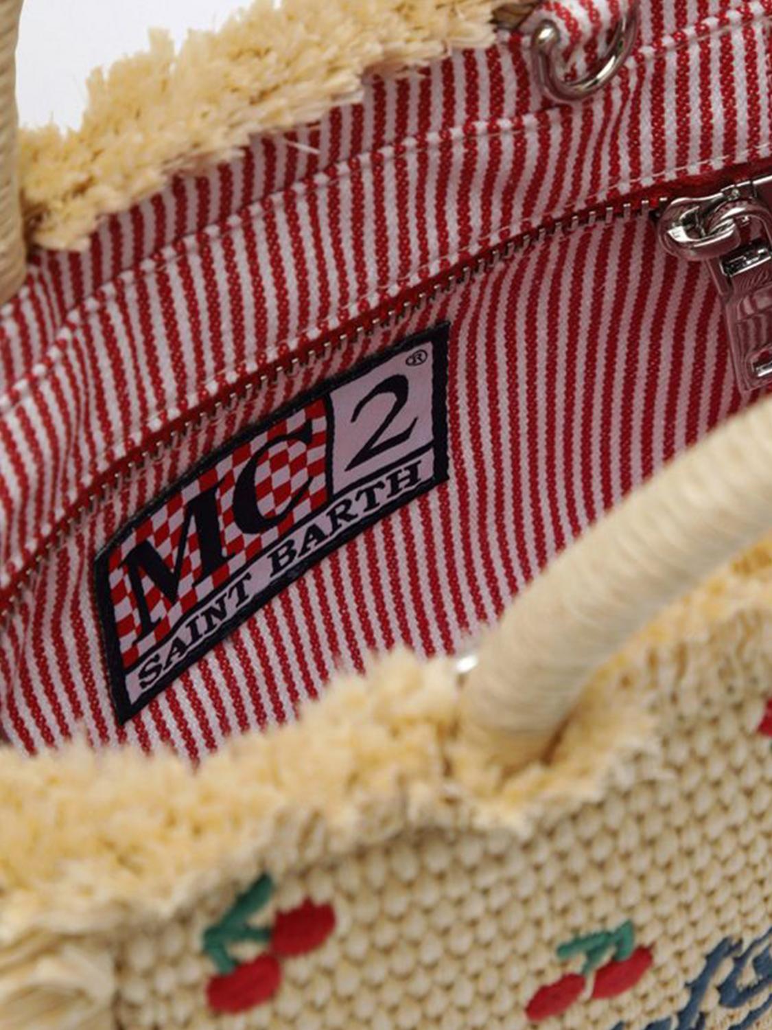 MC2 SAINT BARTH BORSA MINI: Borsa Vanity MC2 Saint Barth in rafia con motivo animalier jacquard , Rosso - Img 3