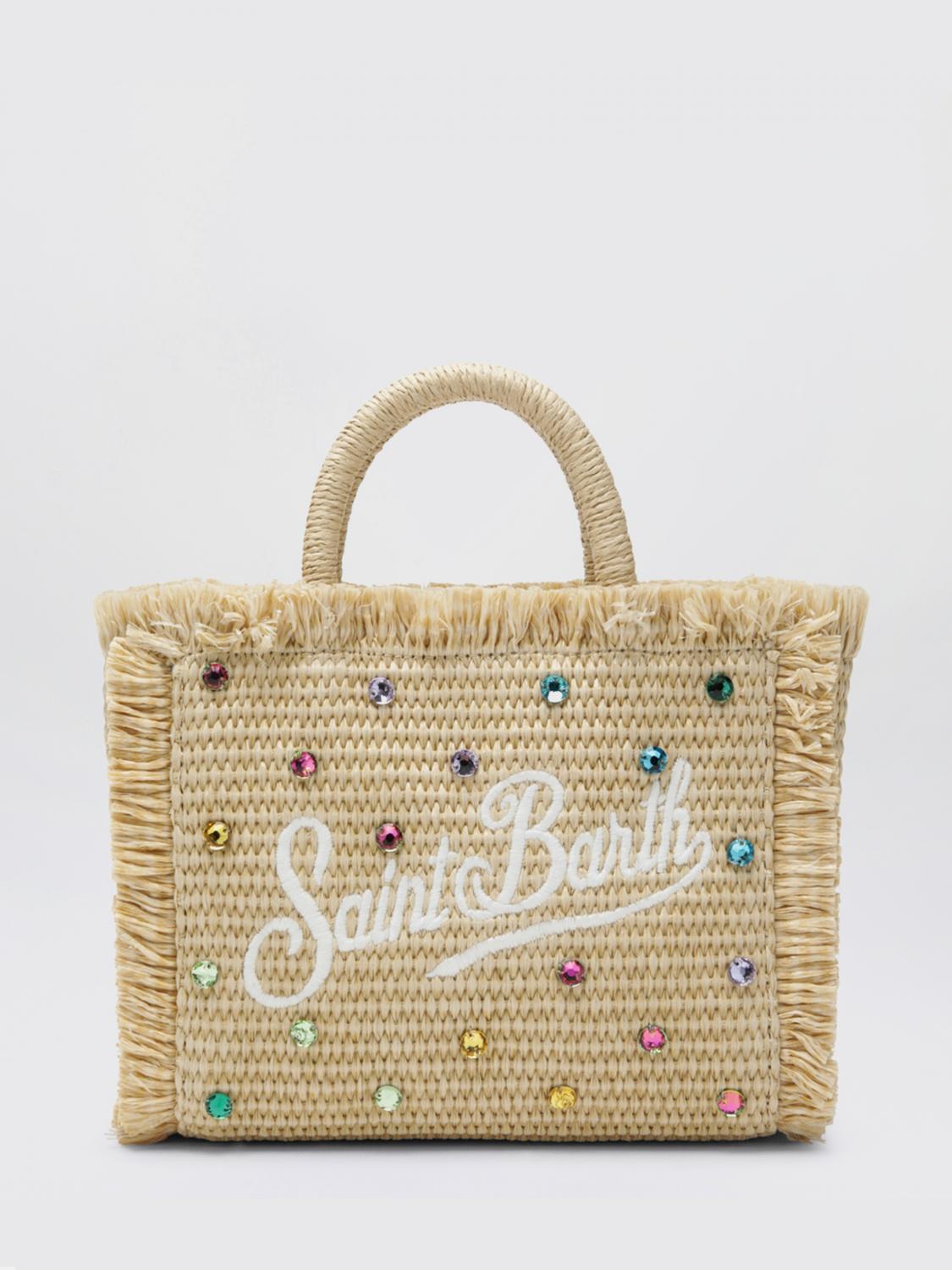 MC2 SAINT BARTH BORSA MINI: Borsa Vanity MC2 Saint Barth in rafia con motivo animalier jacquard , Sabbia - Img 1