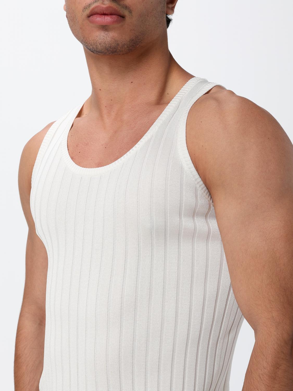 AMIRI T-SHIRT: Canotta basic Amiri in viscosa a coste , Naturale - Img 3